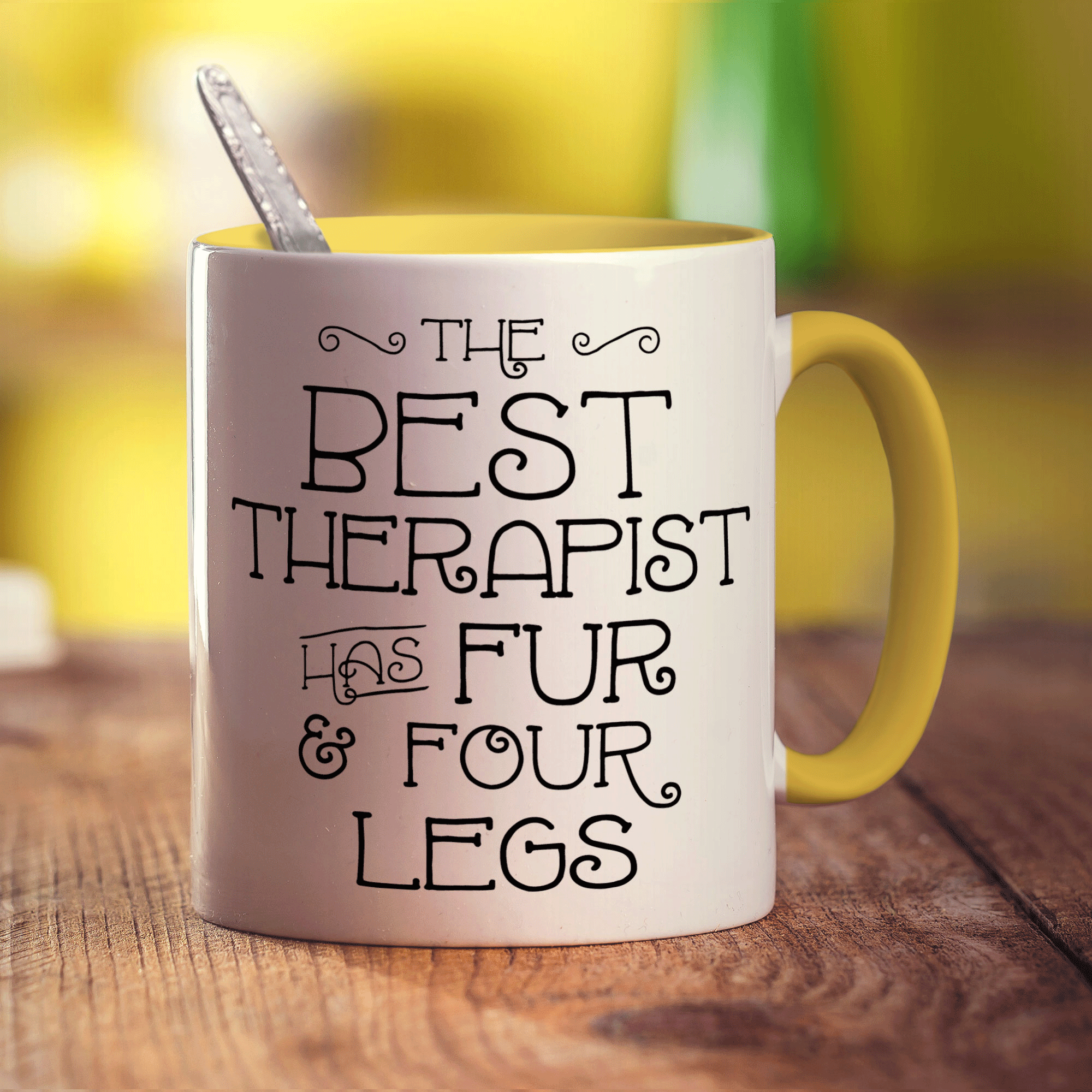The Best Therapist Has Fur & Four Legs Mug - Standard 330ml (11oz) / Yellow