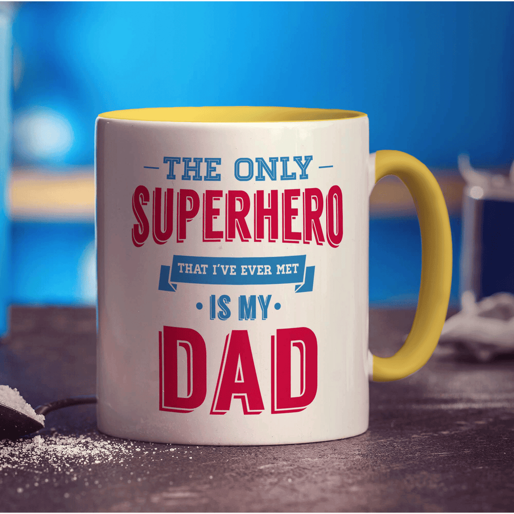 The Only Superhero That I've Ever Met Is My Dad Mug - Standard 330ml (11oz) / Yellow