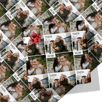 Then and Now Photo Wrapping Paper
