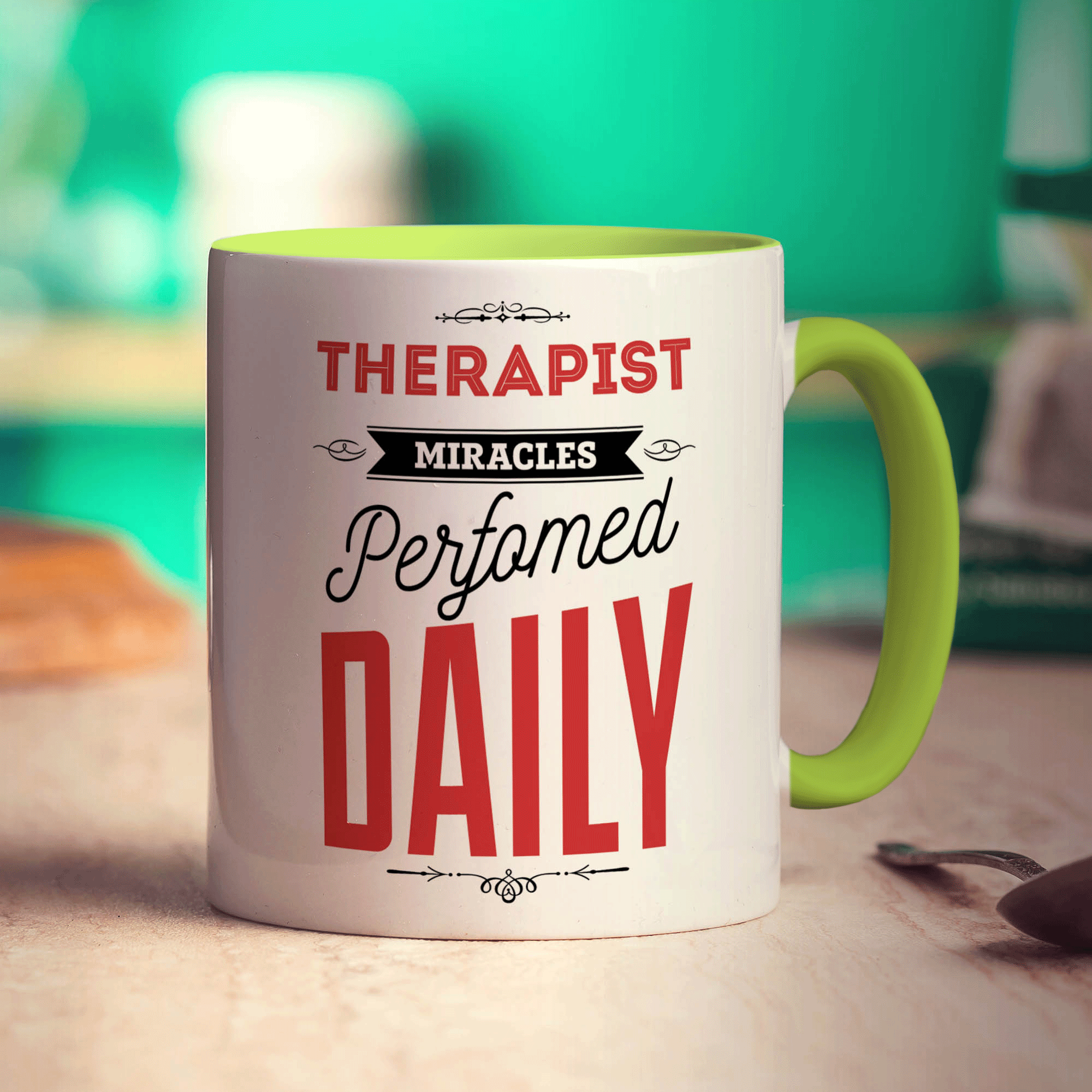 Therapist Miracles Performed Daily Mug - Standard 330ml (11oz) / Green