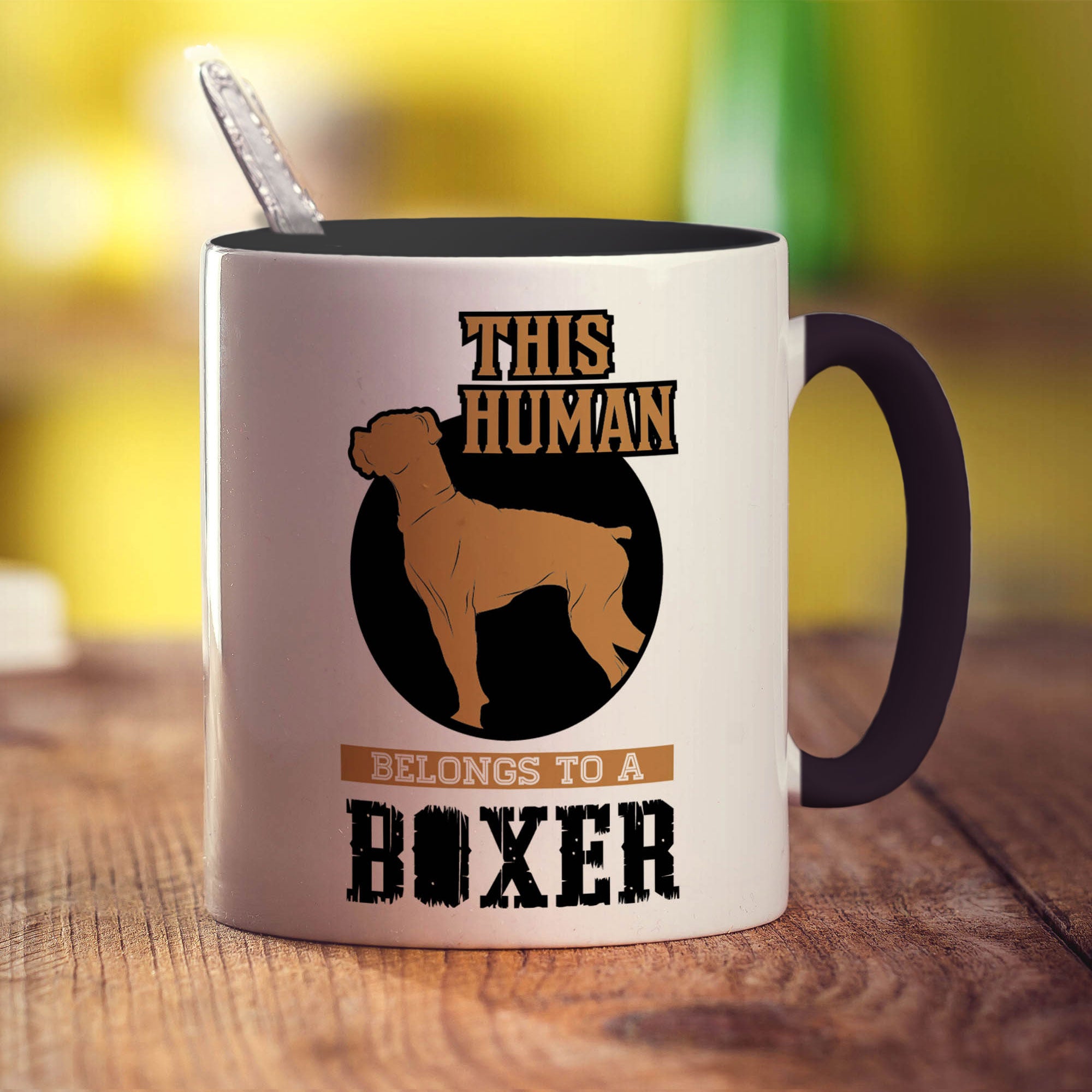This Human Belongs To A Boxer Mug
