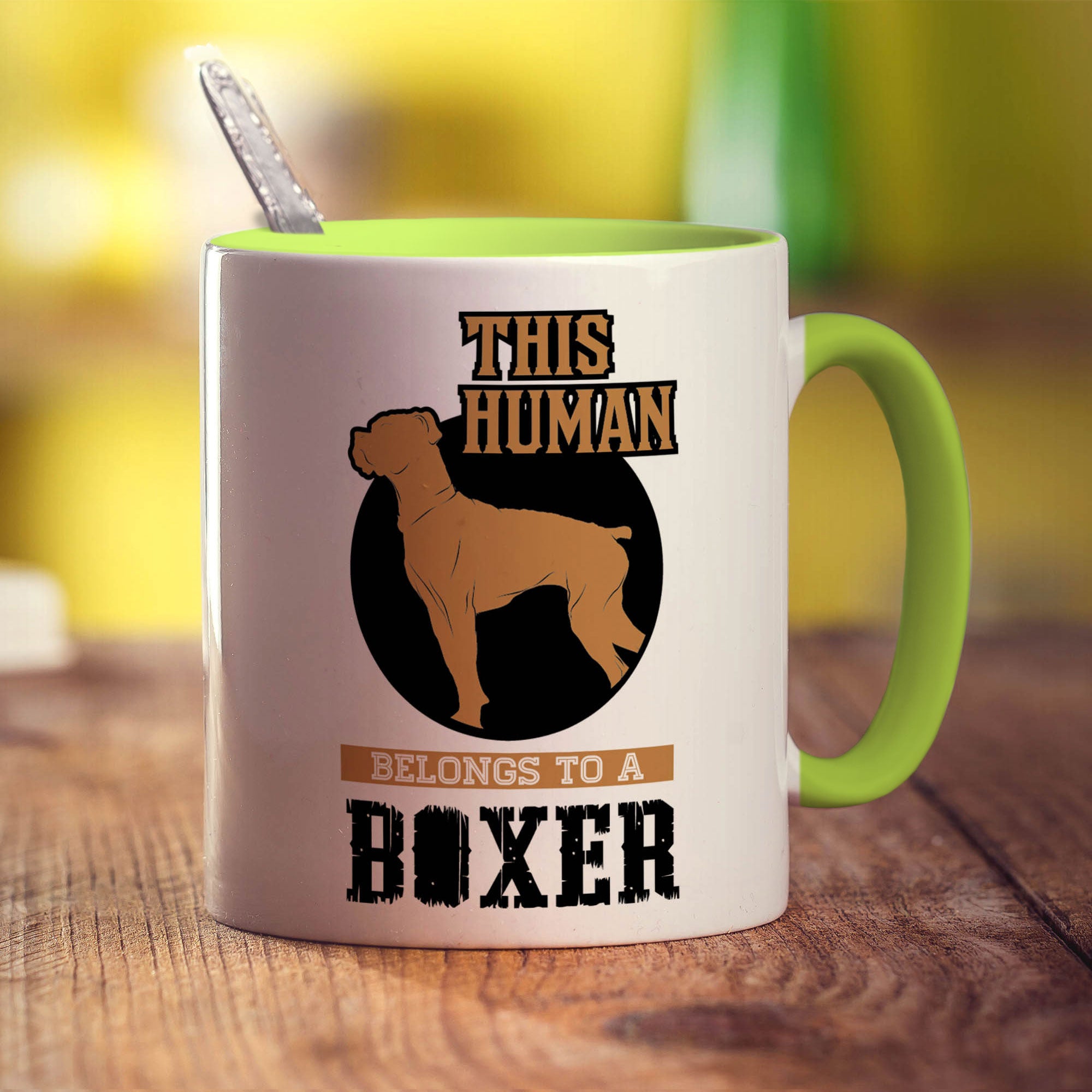 This Human Belongs To A Boxer Mug