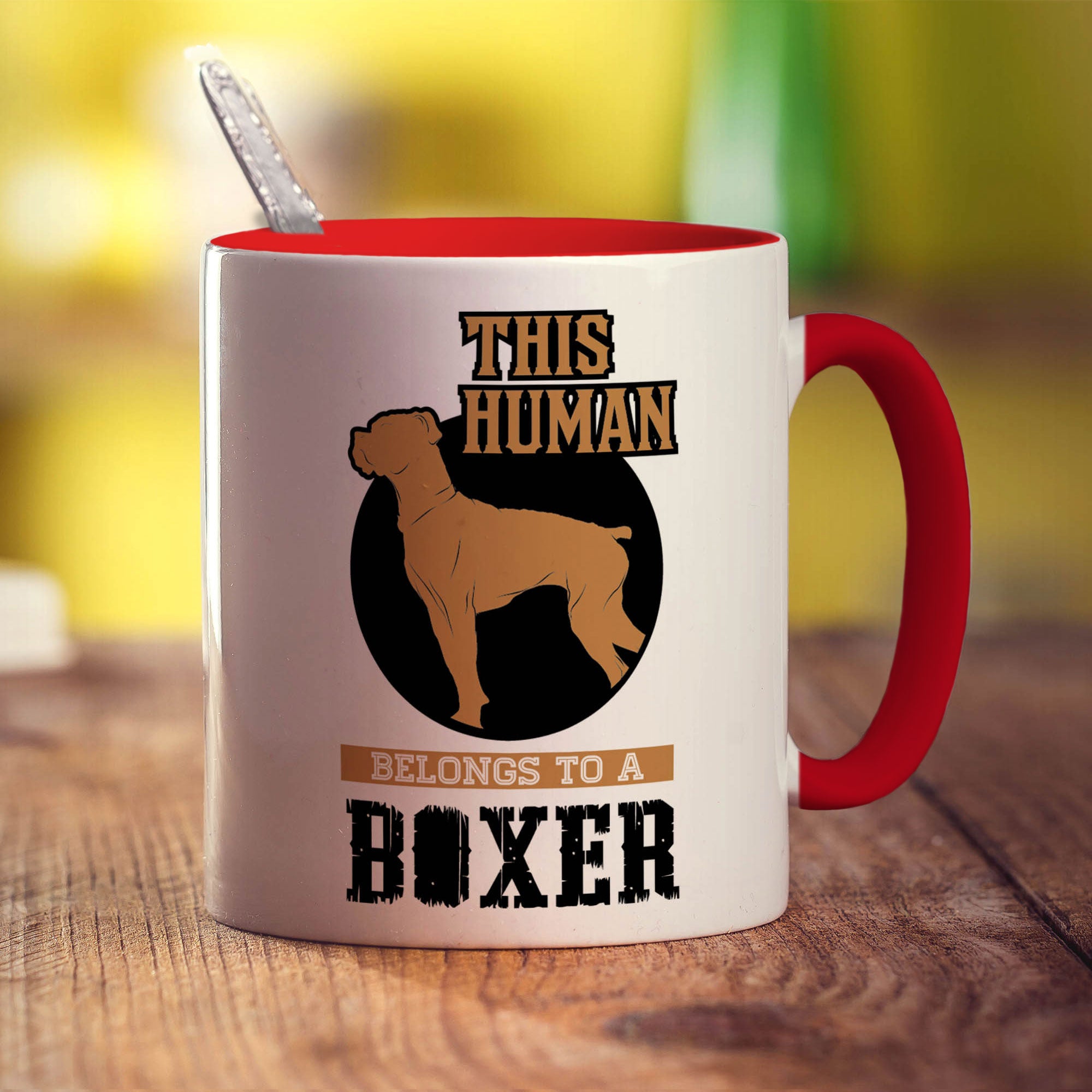 This Human Belongs To A Boxer Mug