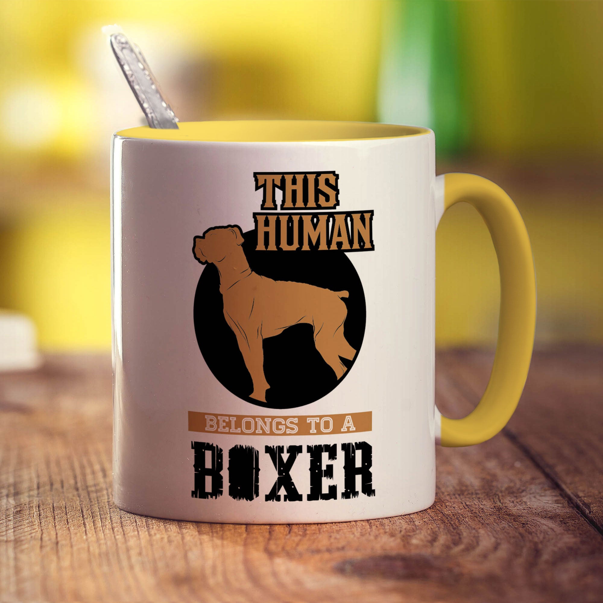 This Human Belongs To A Boxer Mug