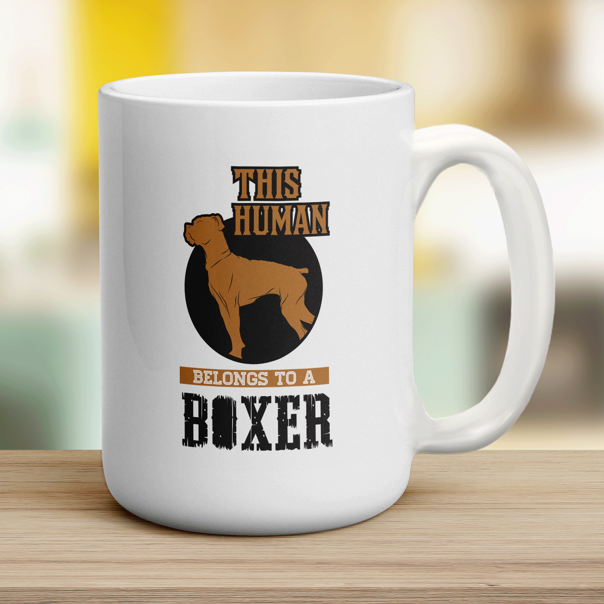 This Human Belongs To A Boxer Mug