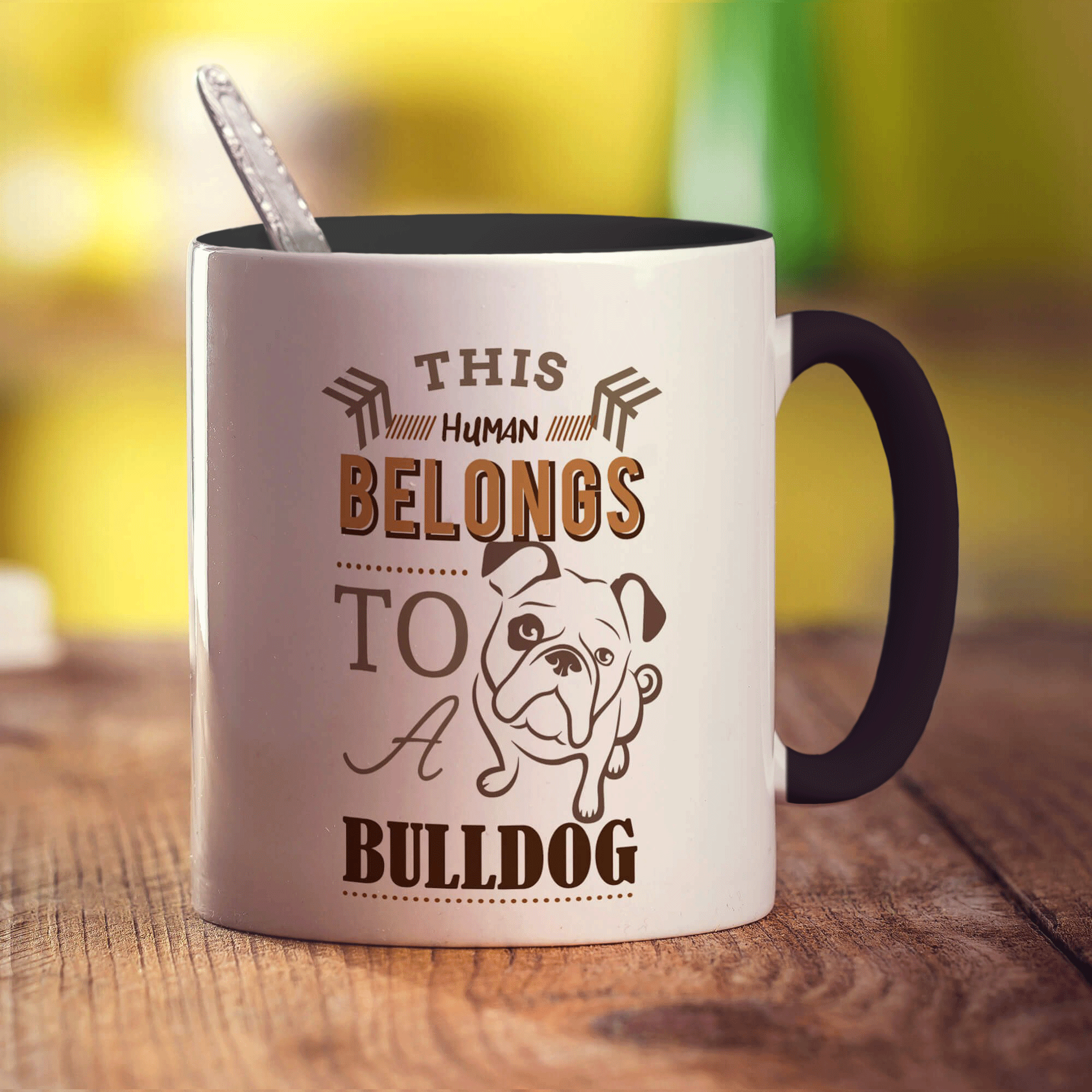 This Human Belongs To A Bulldog Mug