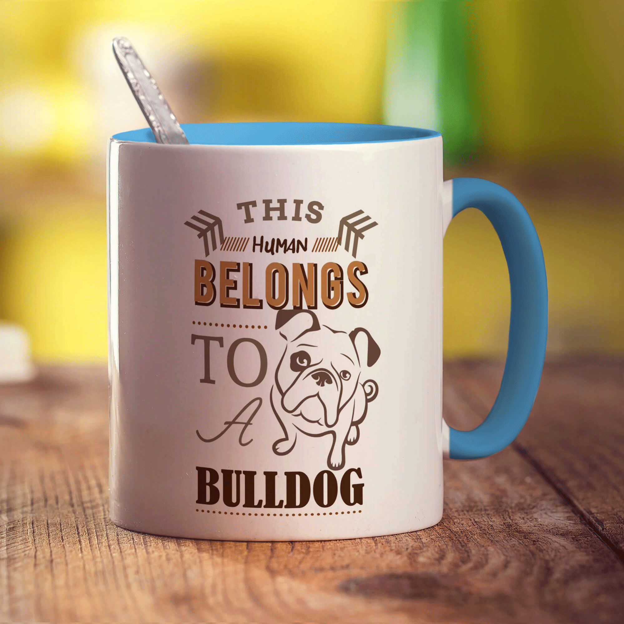 This Human Belongs To A Bulldog Mug