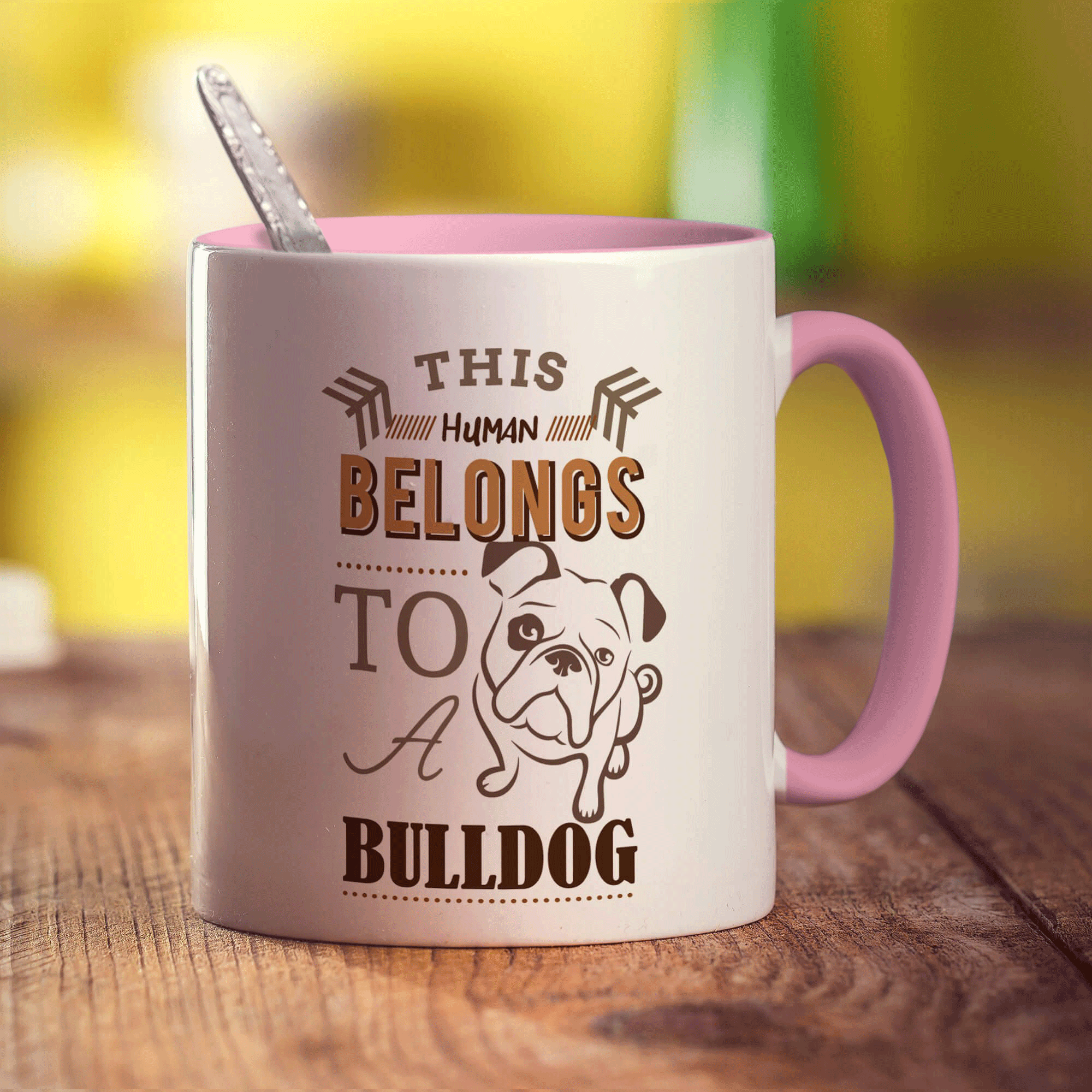 This Human Belongs To A Bulldog Mug