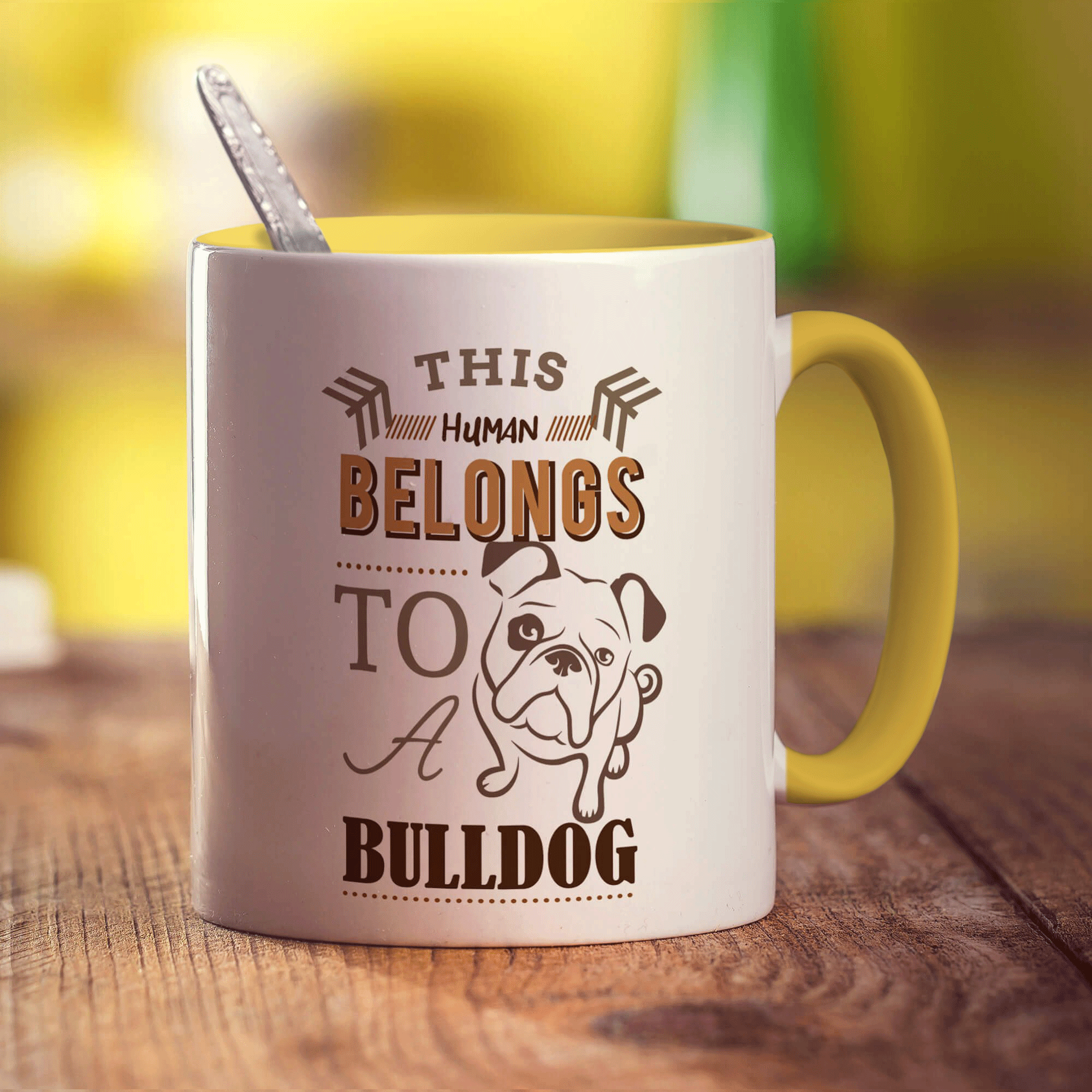 This Human Belongs To A Bulldog Mug