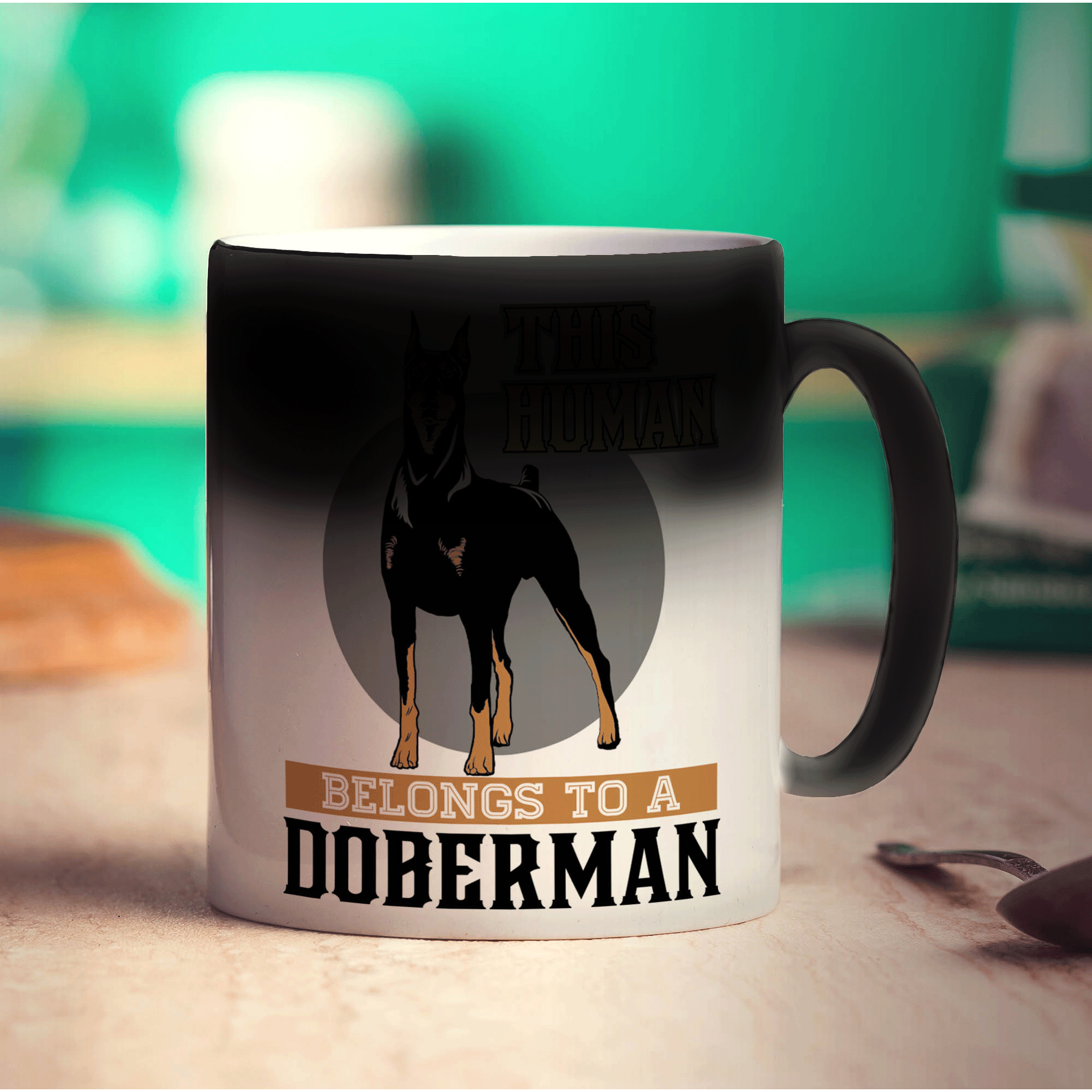 This Human Belongs To A Doberman Mug