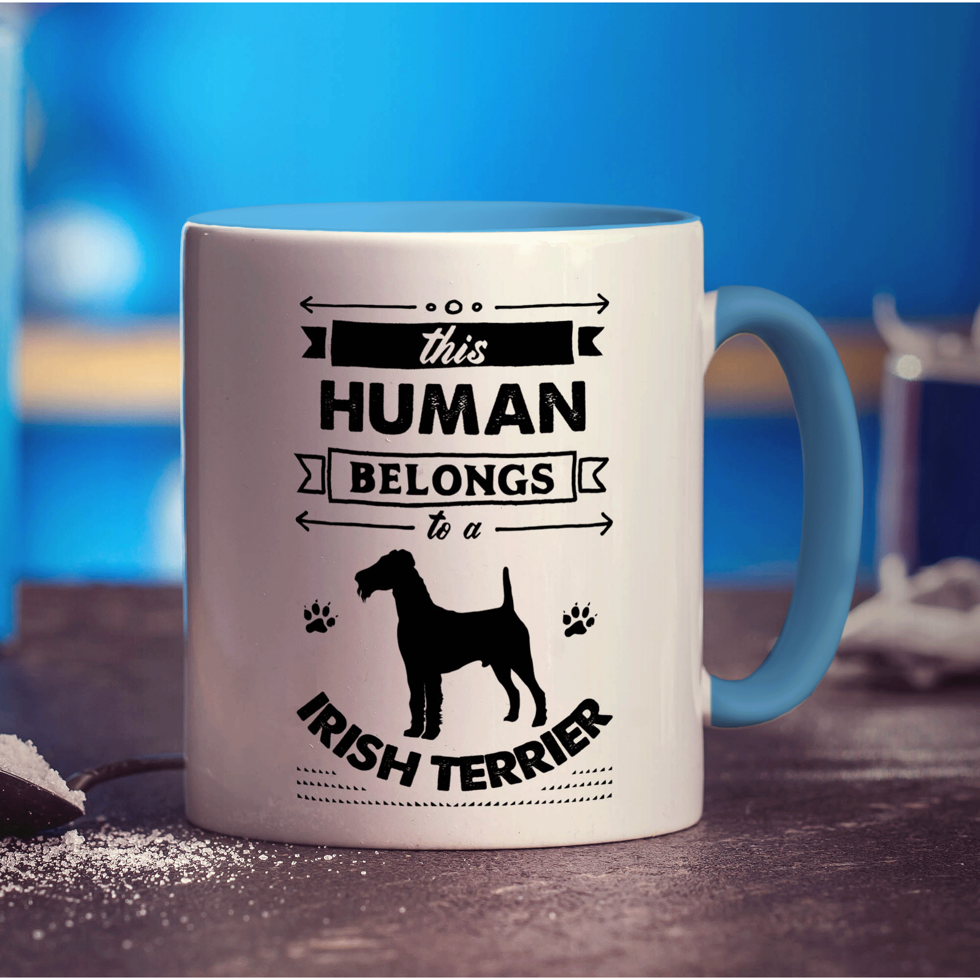 This Human Belongs To A Irish Terrier Mug - Standard 330ml (11oz) / Blue