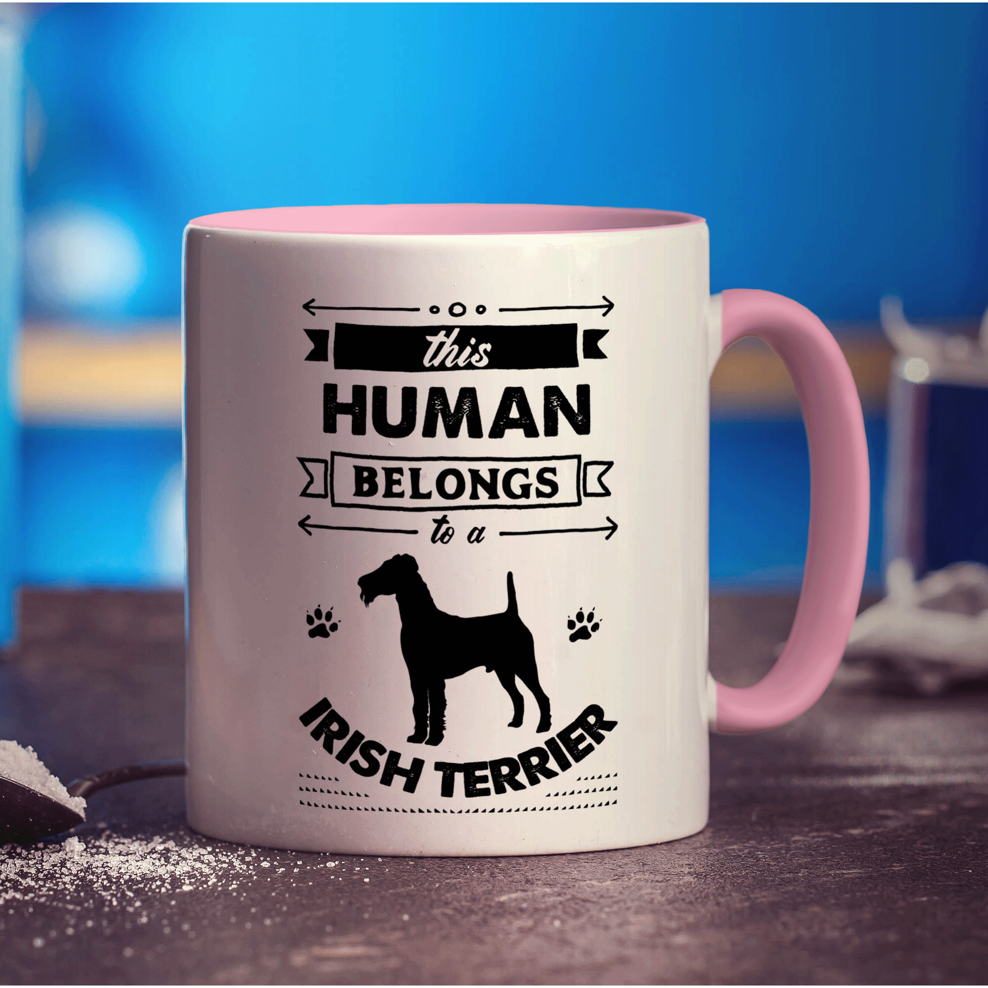 This Human Belongs To A Irish Terrier Mug - Standard 330ml (11oz) / Pink