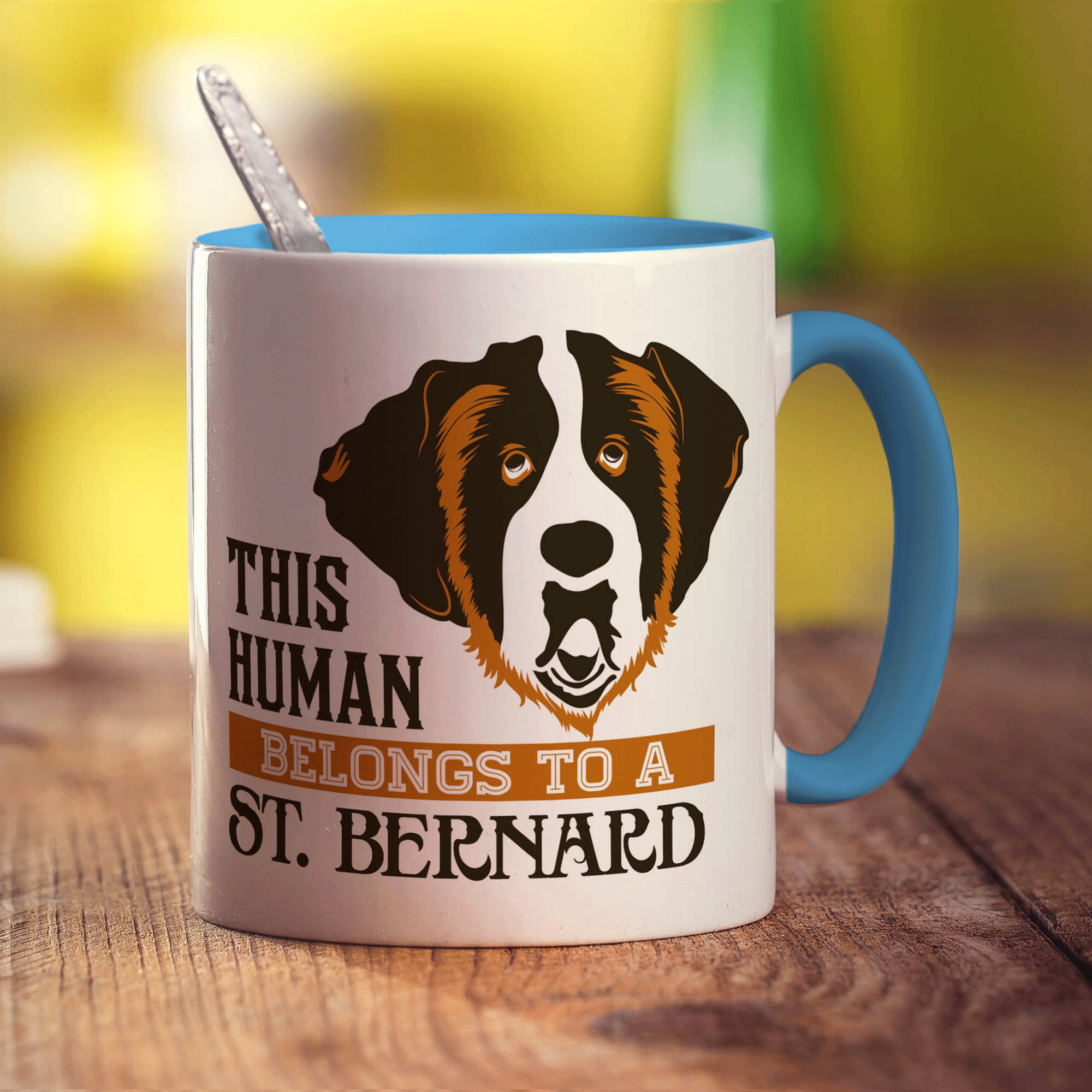 This Human Belongs To A St.Bernard Mug - Standard 330ml (11oz) / Blue