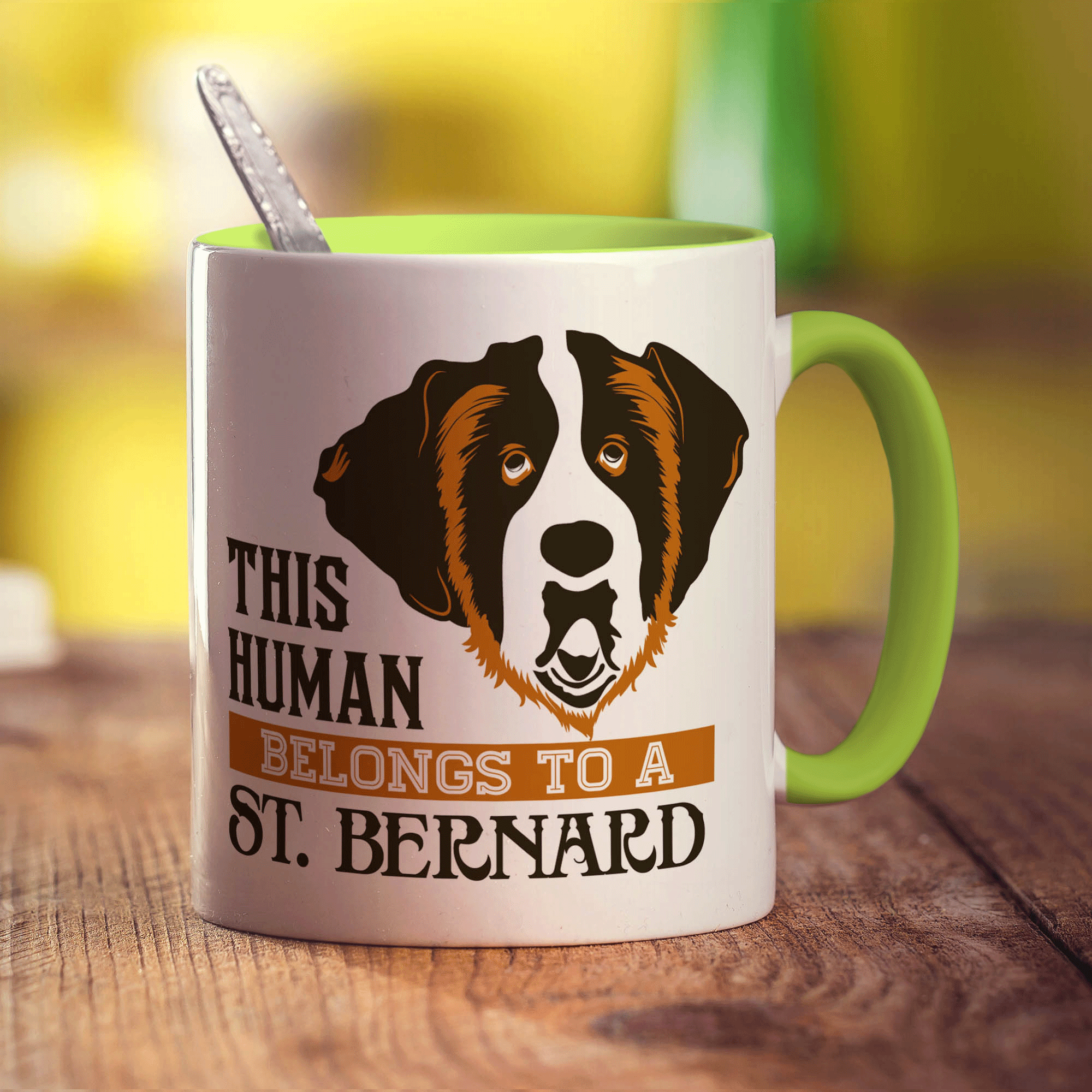 This Human Belongs To A St.Bernard Mug - Standard 330ml (11oz) / Green