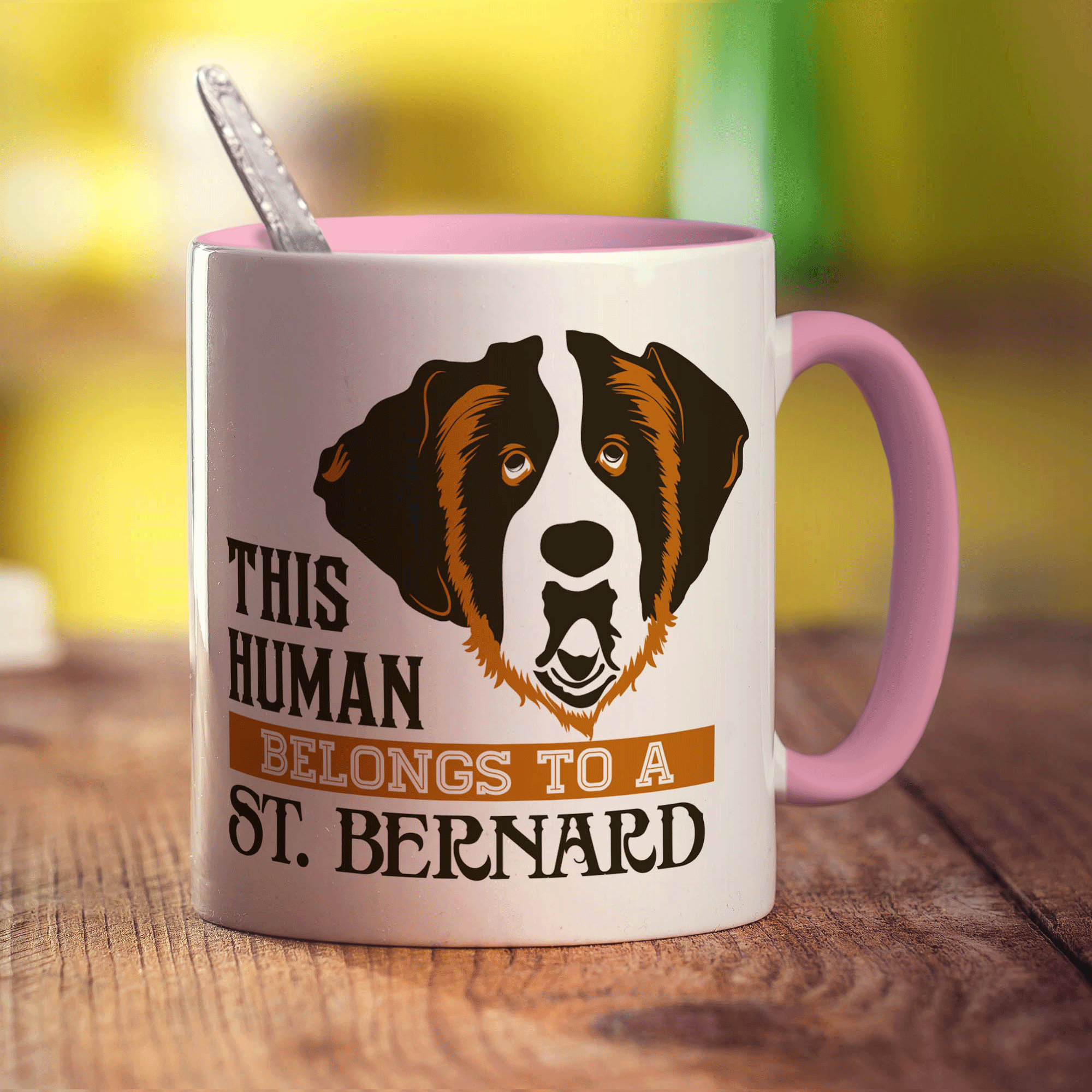 This Human Belongs To A St.Bernard Mug - Standard 330ml (11oz) / Pink