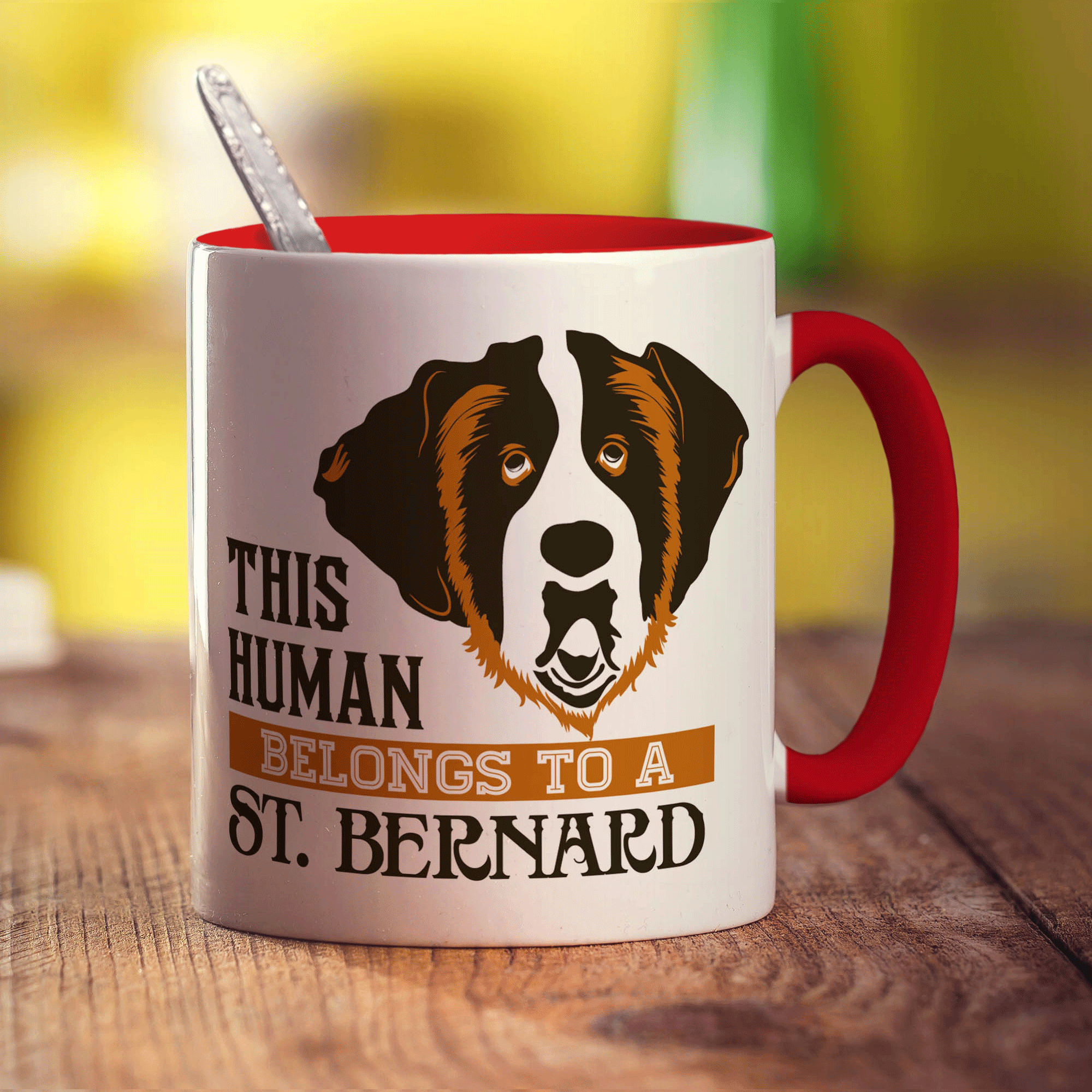 This Human Belongs To A St.Bernard Mug - Standard 330ml (11oz) / Red