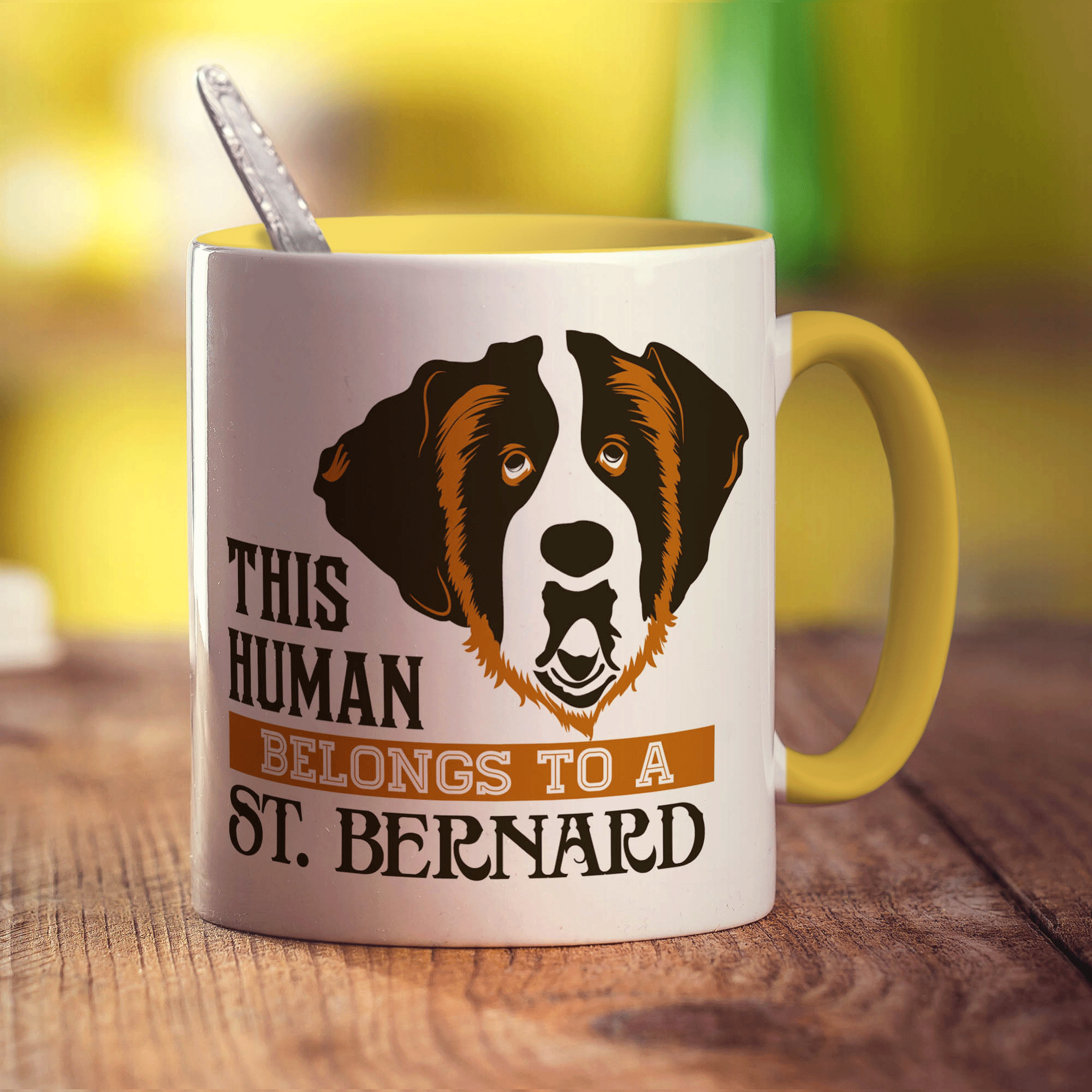This Human Belongs To A St.Bernard Mug - Standard 330ml (11oz) / Yellow