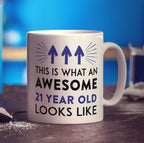 This Is What An Awesome 21 Year Old Looks Like Mug Blue - Standard 330ml (11oz) / White