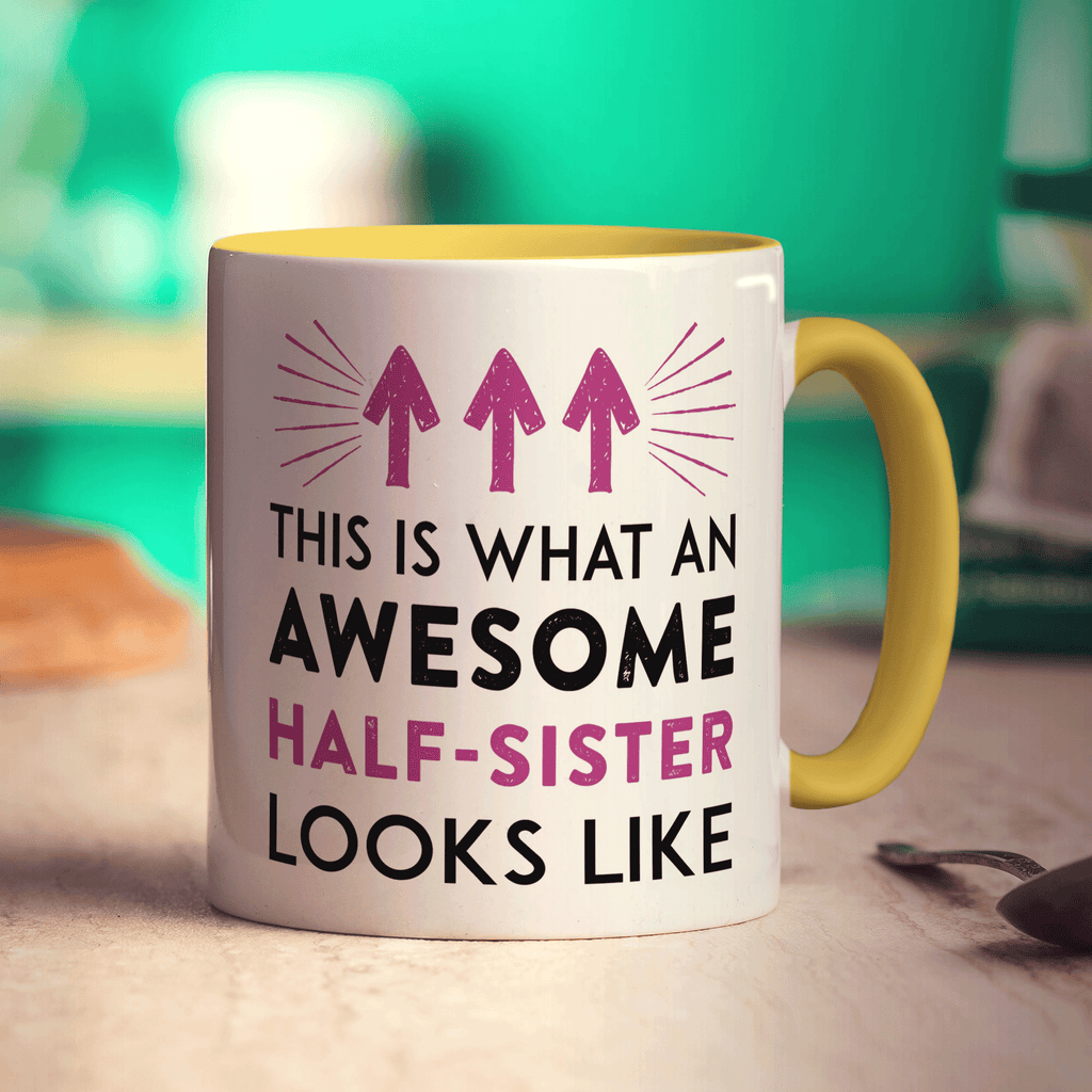 This Is What An Awesome Half Sister Looks Like Mug - Standard 330ml (11oz) / Yellow
