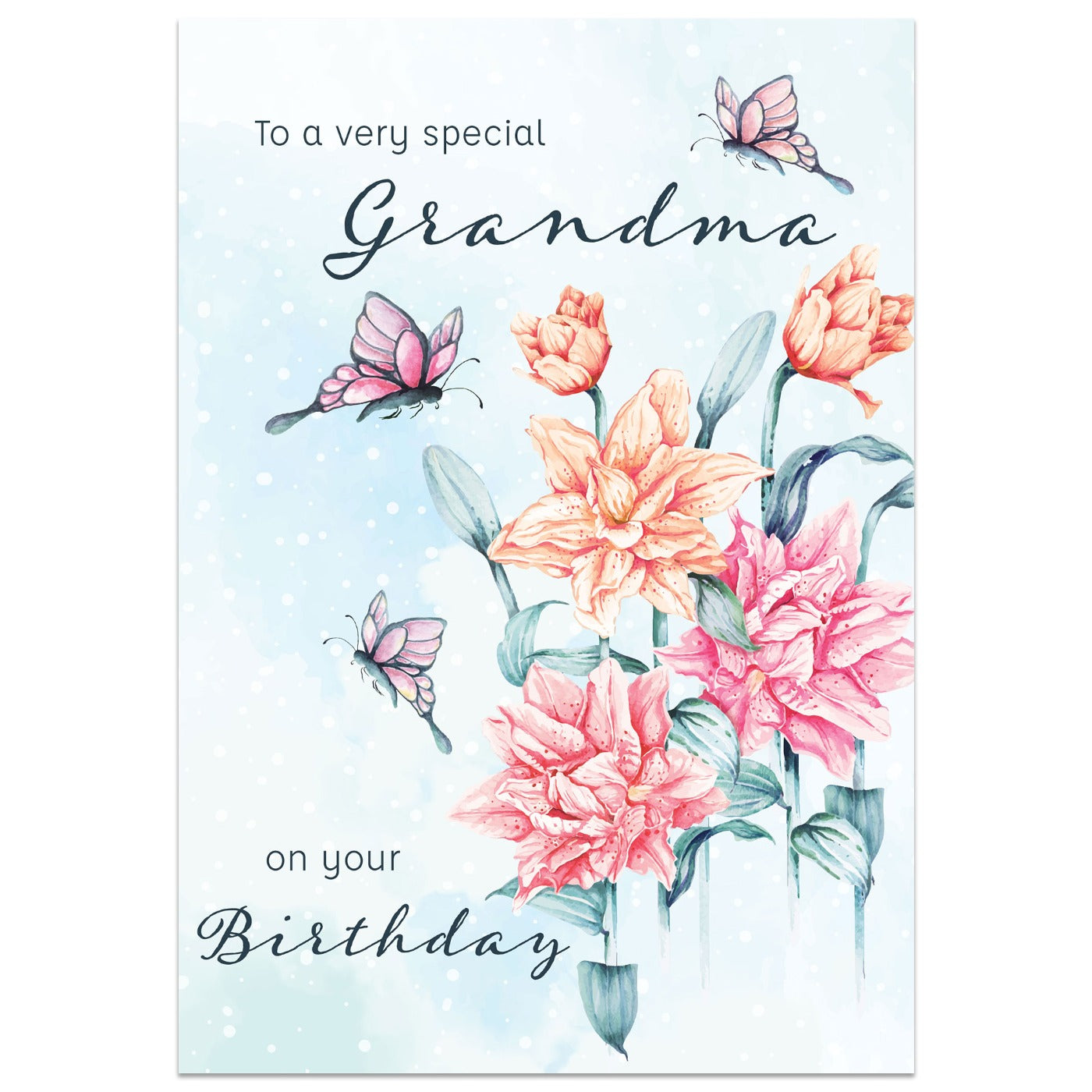 To a Very Special Grandma Flowery Butterfly Birthday Card