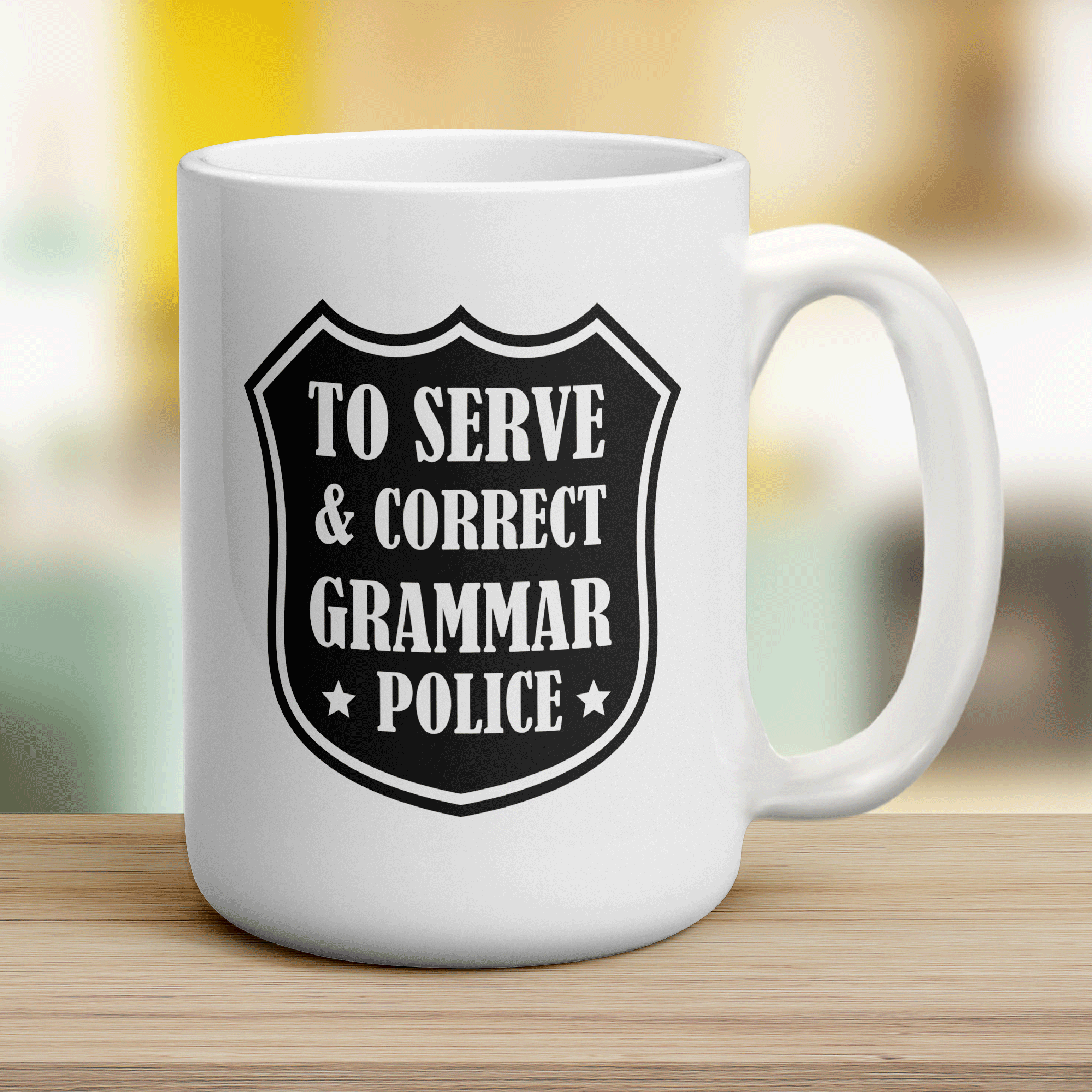 To Serve & Correct Grammar Police Mug - Jumbo 440ml (15oz) / White