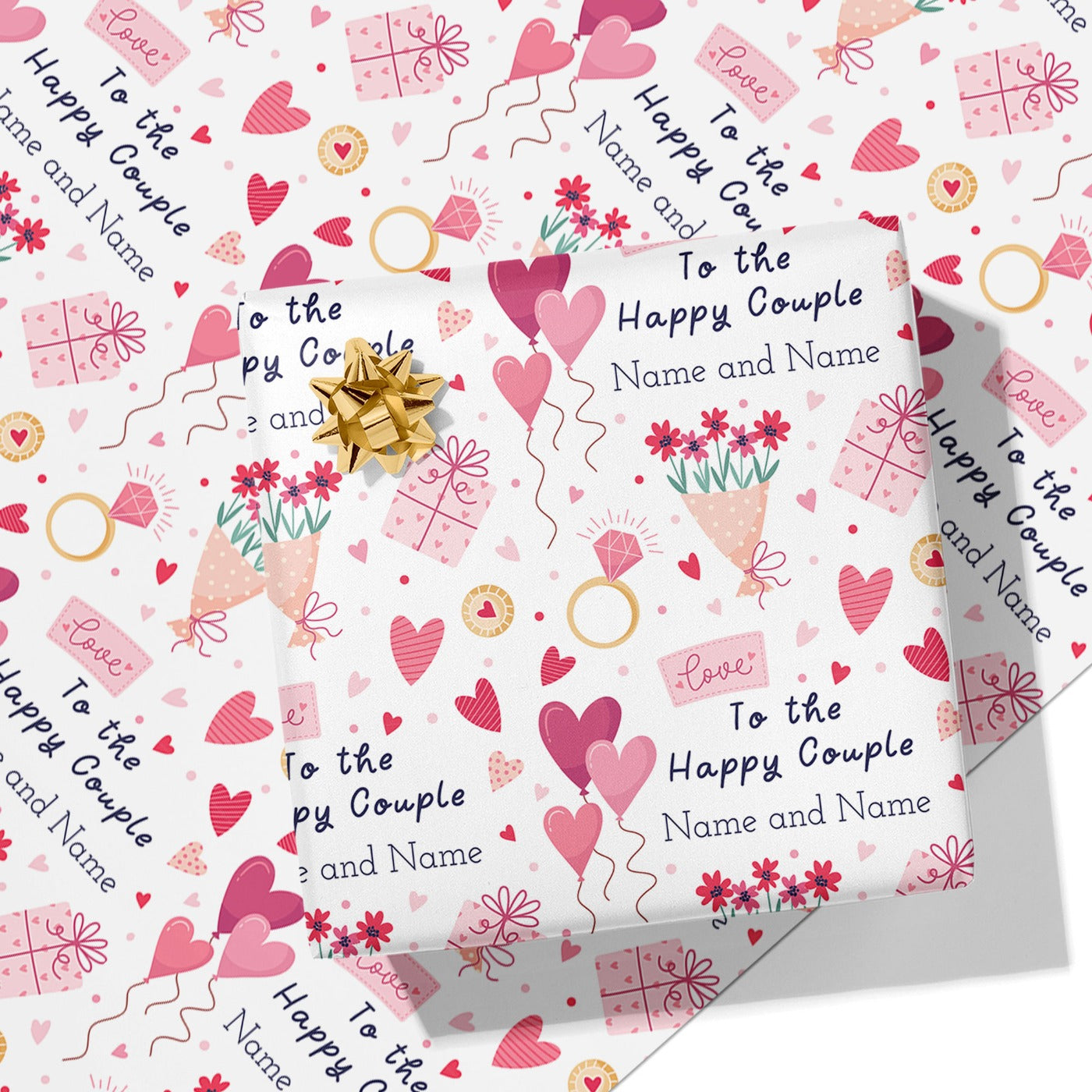To the Happy Couple Names Wrapping Paper