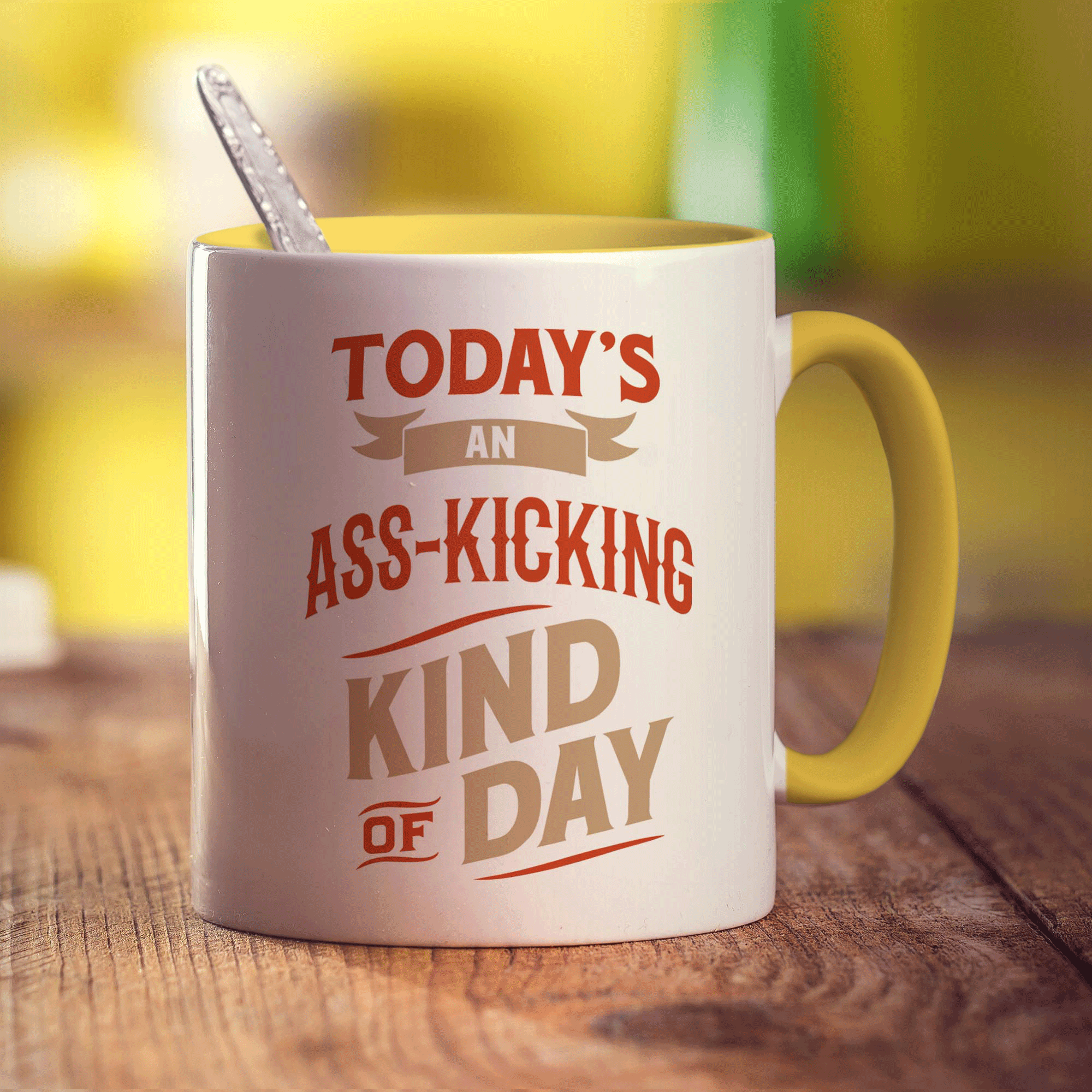 Today's An Ass-Kicking Kind of Day Mug - Standard 330ml (11oz) / Yellow