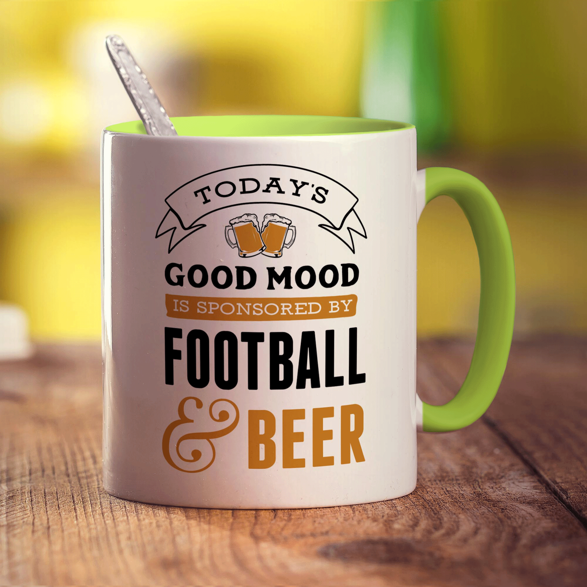 Today's Good Mood is Sponsored By Football & Beer Mug - Standard 330ml (11oz) / Green