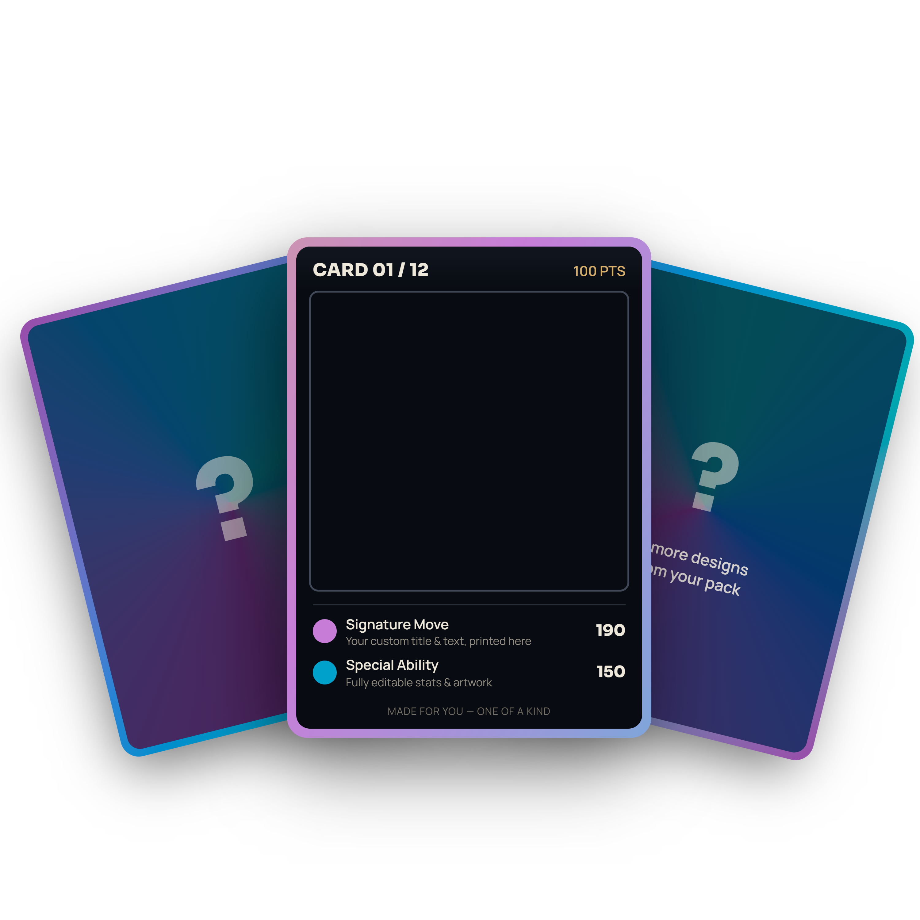 Bespoke Trading Card Pack - 12 Unique Cards