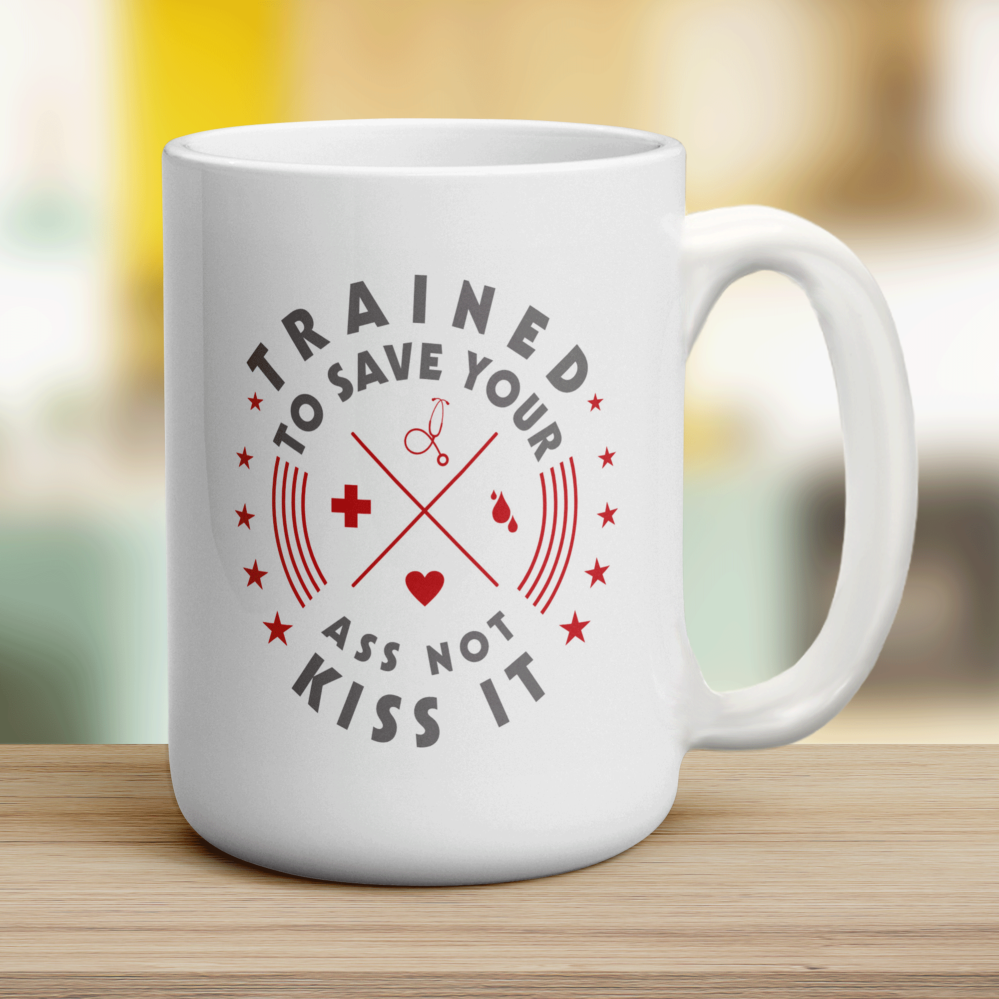 Trained To Save Your Ass Not Kiss It Mug - Jumbo 440ml (15oz) / White