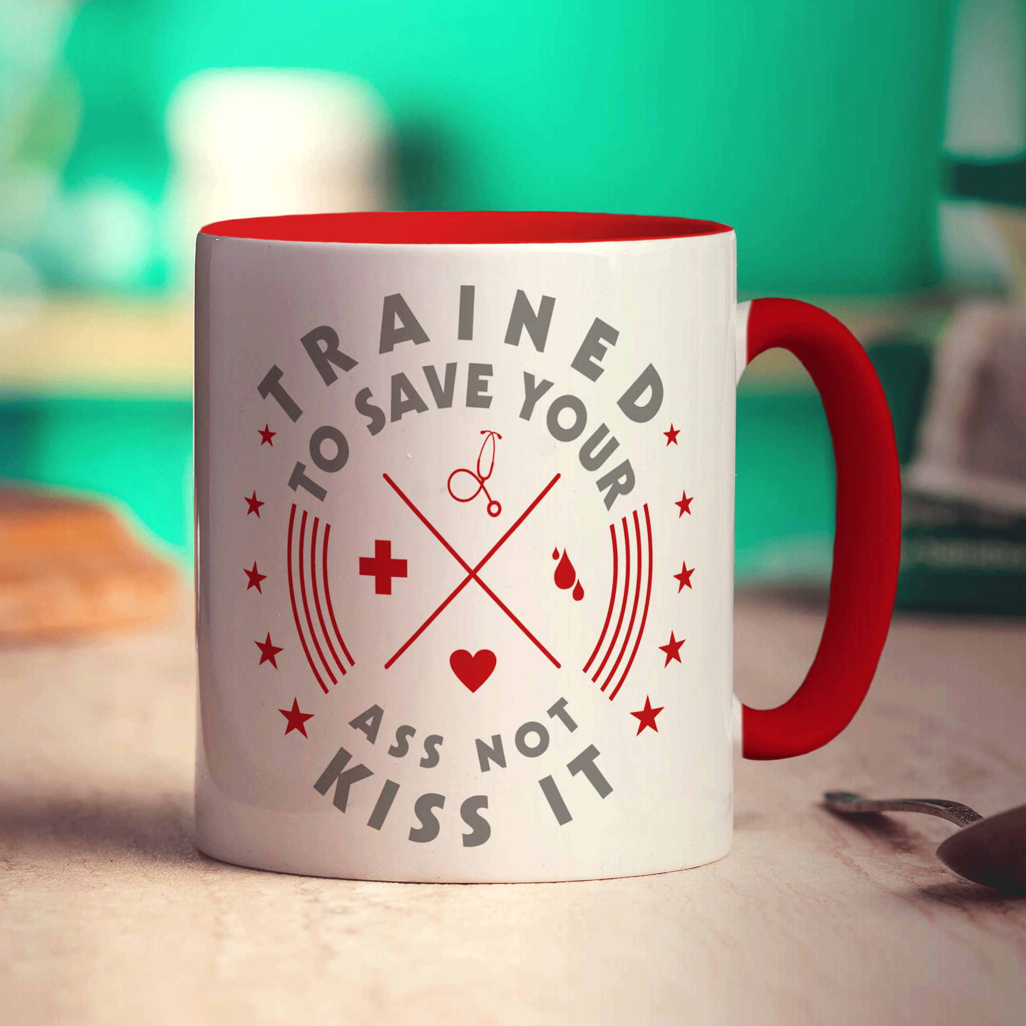 Trained To Save Your Ass Not Kiss It Mug - Standard 330ml (11oz) / Red