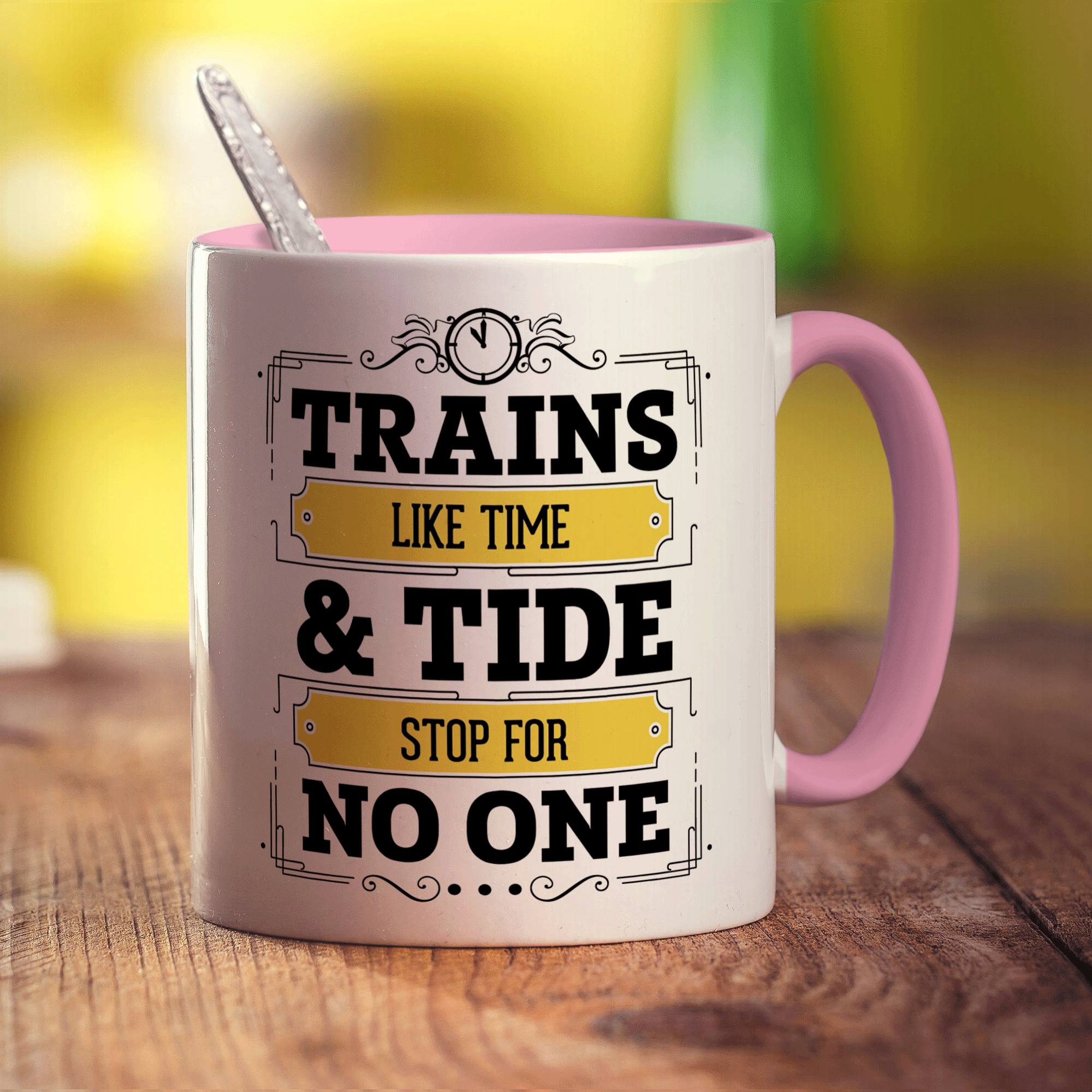 Trains Like Time & Tide Stop For No One Mug - Standard 330ml (11oz) / Pink