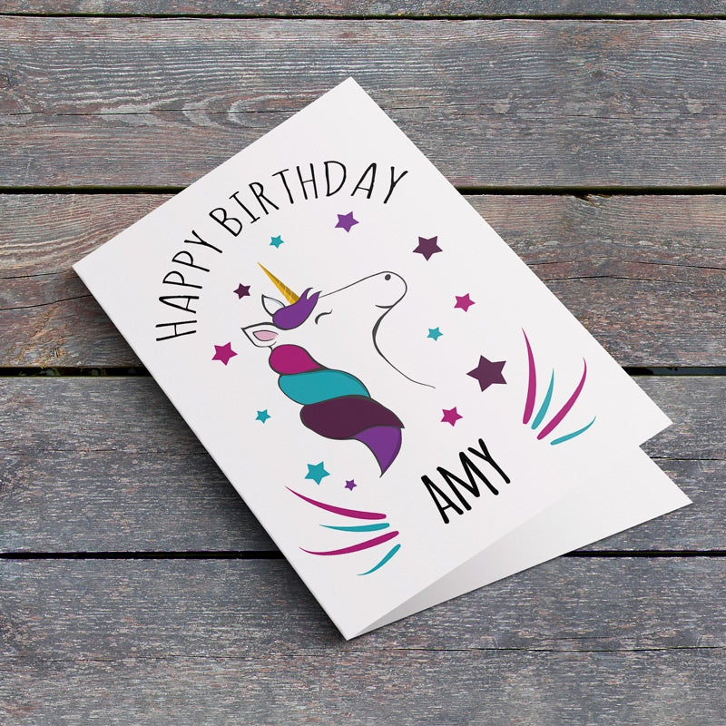 Unicorn Birthday Card Lying Down