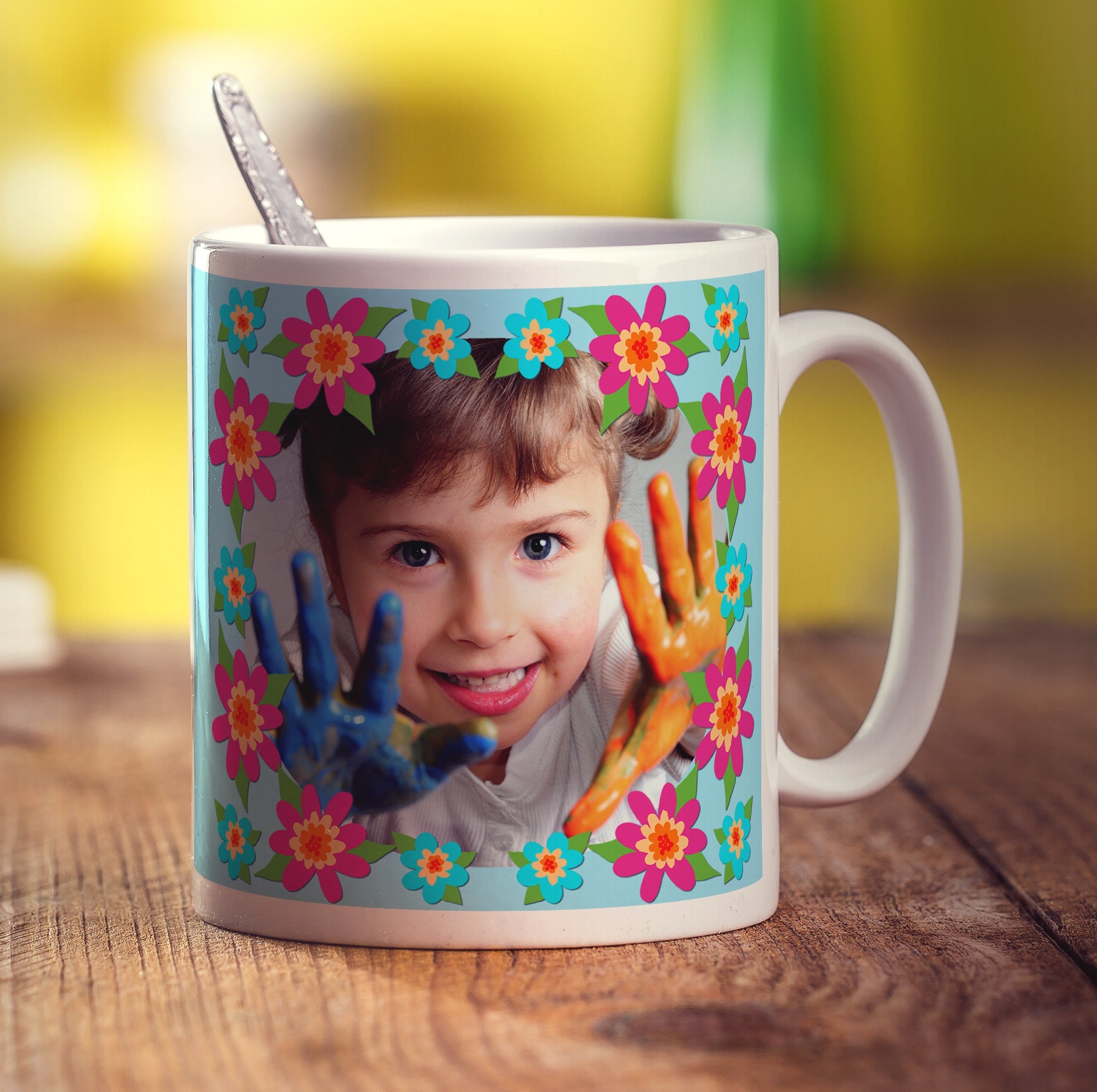 Colourful Flower Frame Photo Mug