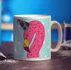 Party Flamingo Mug by Rebecca Garforth - Standard 330ml (11oz) / White