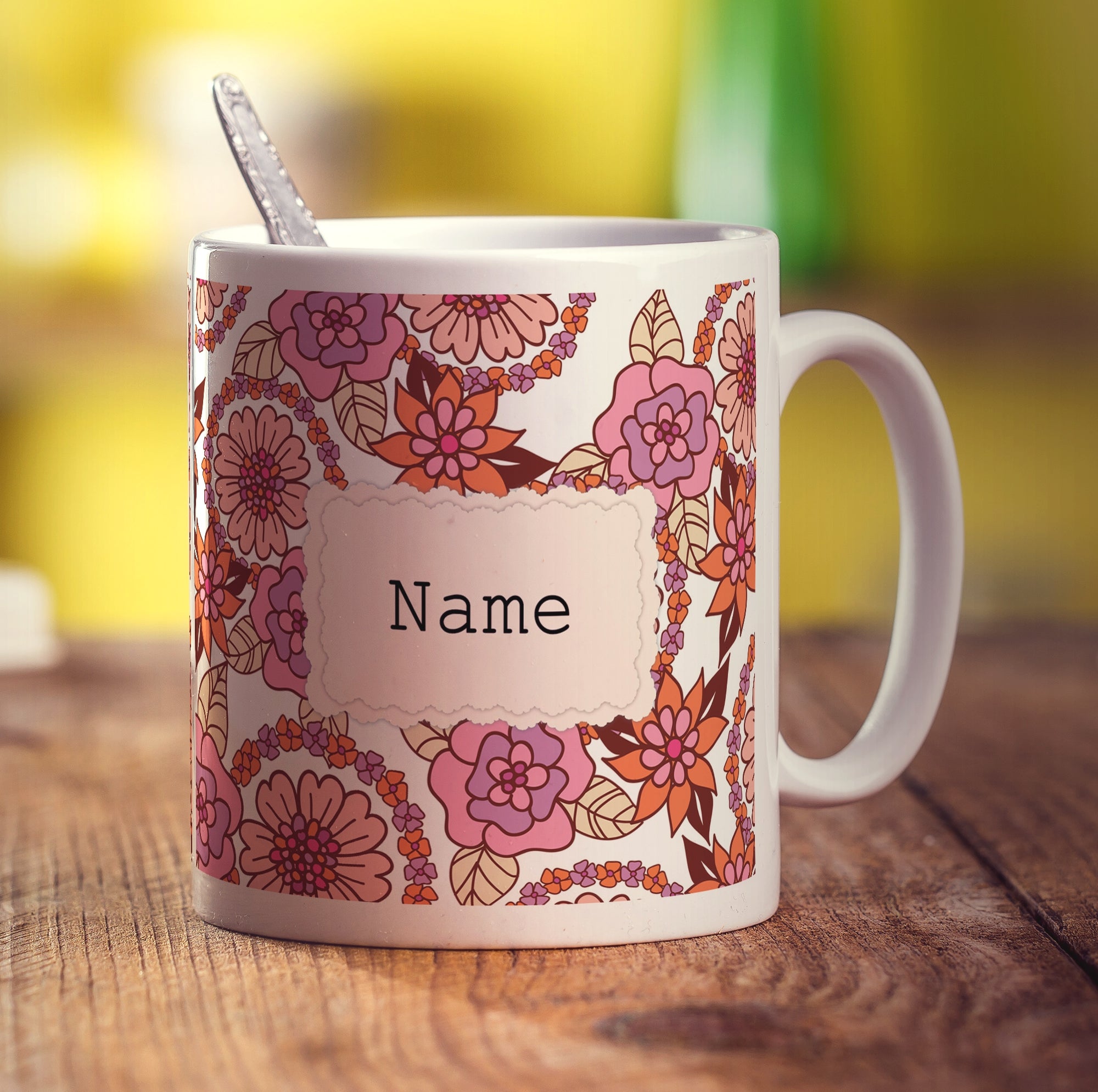 Vintage Style Personalised Name Mug - Pink