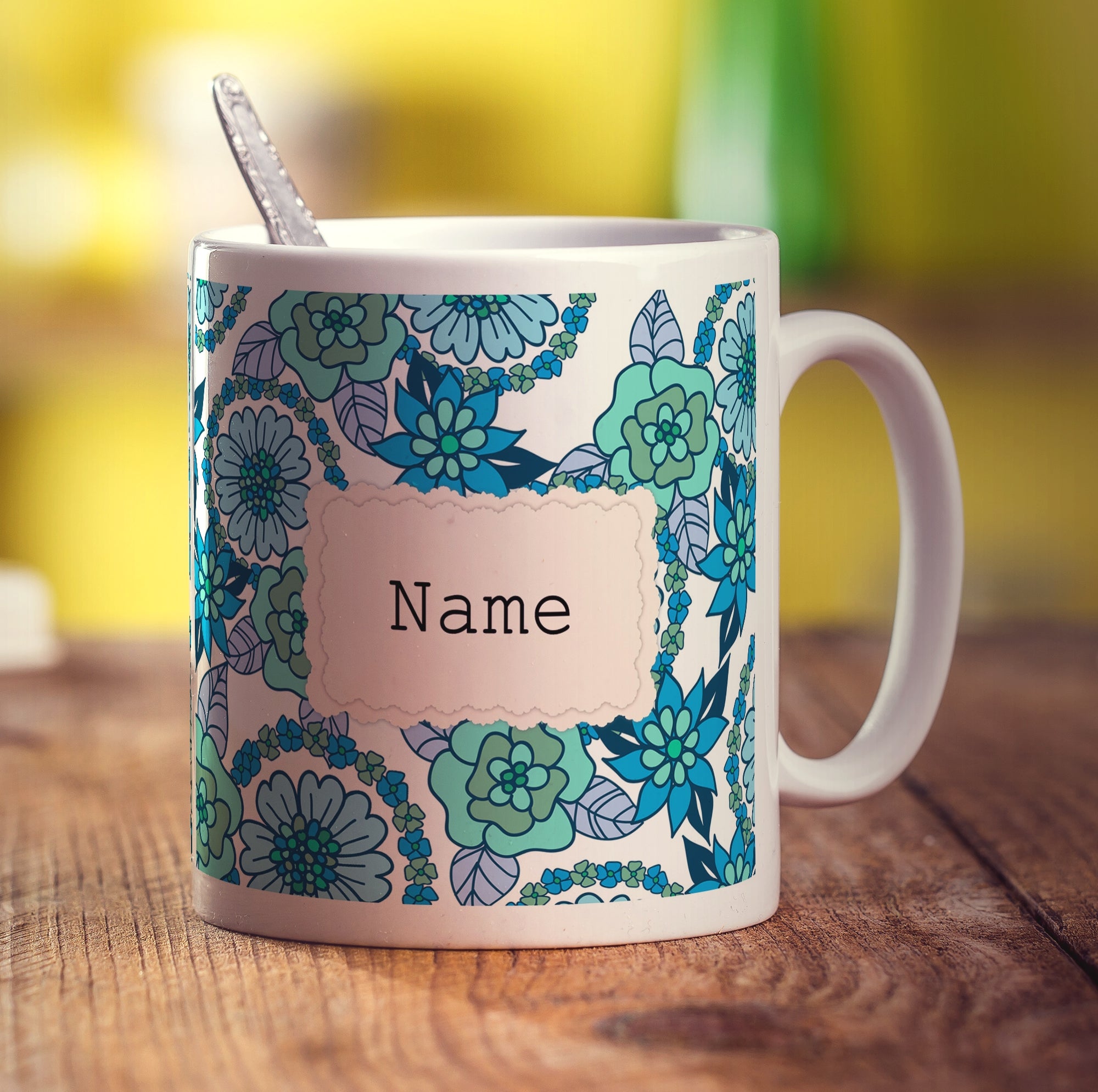 Vintage Style Personalised Name Mug - Blue