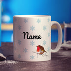 Winter Robin Personalised Name Mug - Standard 330ml (11oz) / White