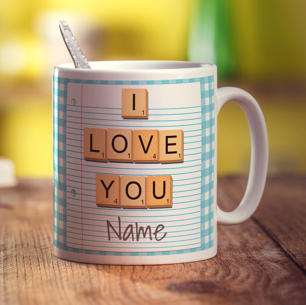I love you - Wooden Letters Personalised Mug