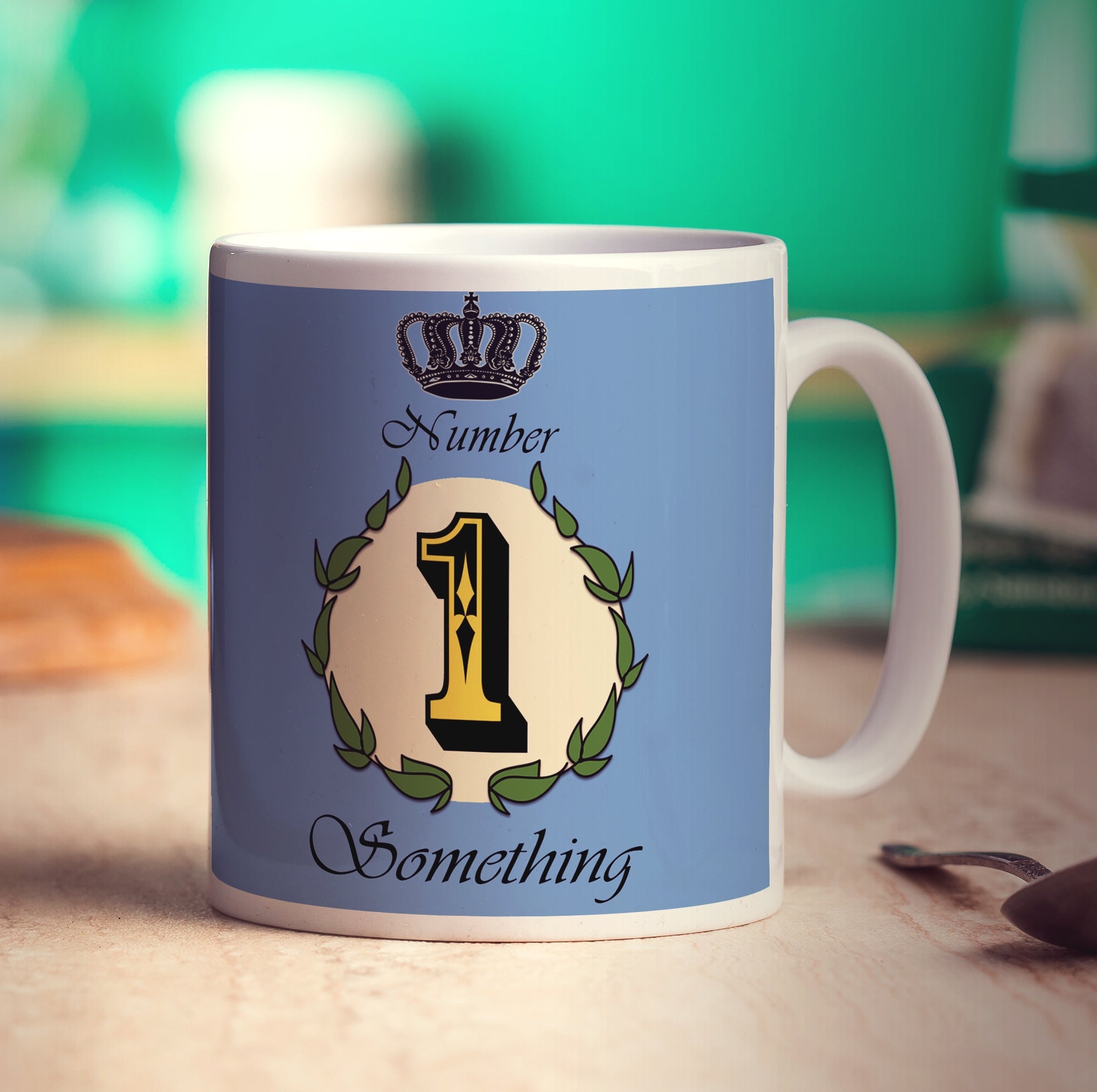 Number 1 Decorative Personalised Mug - Blue