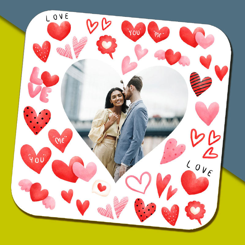 Valentine's Day Hearts Photo Coaster