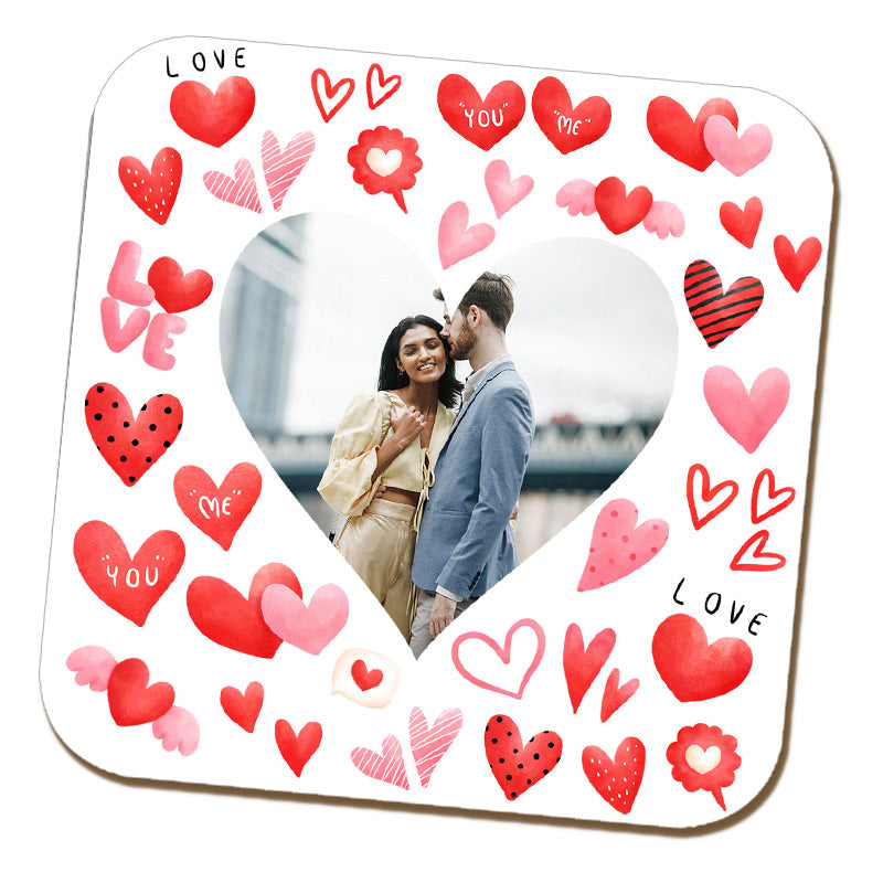 Valentine's Day Hearts Photo Coaster