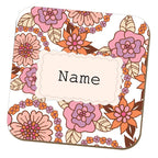 Pink Vintage Style Personalised Name Coaster