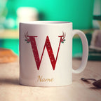 Personalised Festive Initial Mug with Name