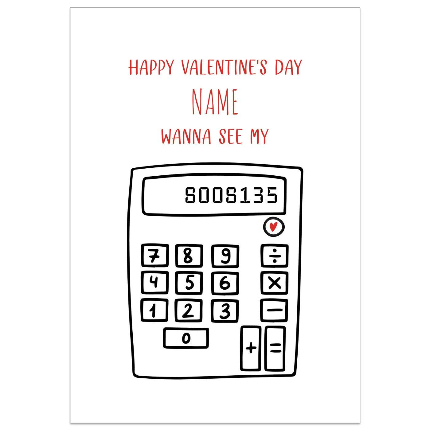 Wanna See my Boobies Calculator Card