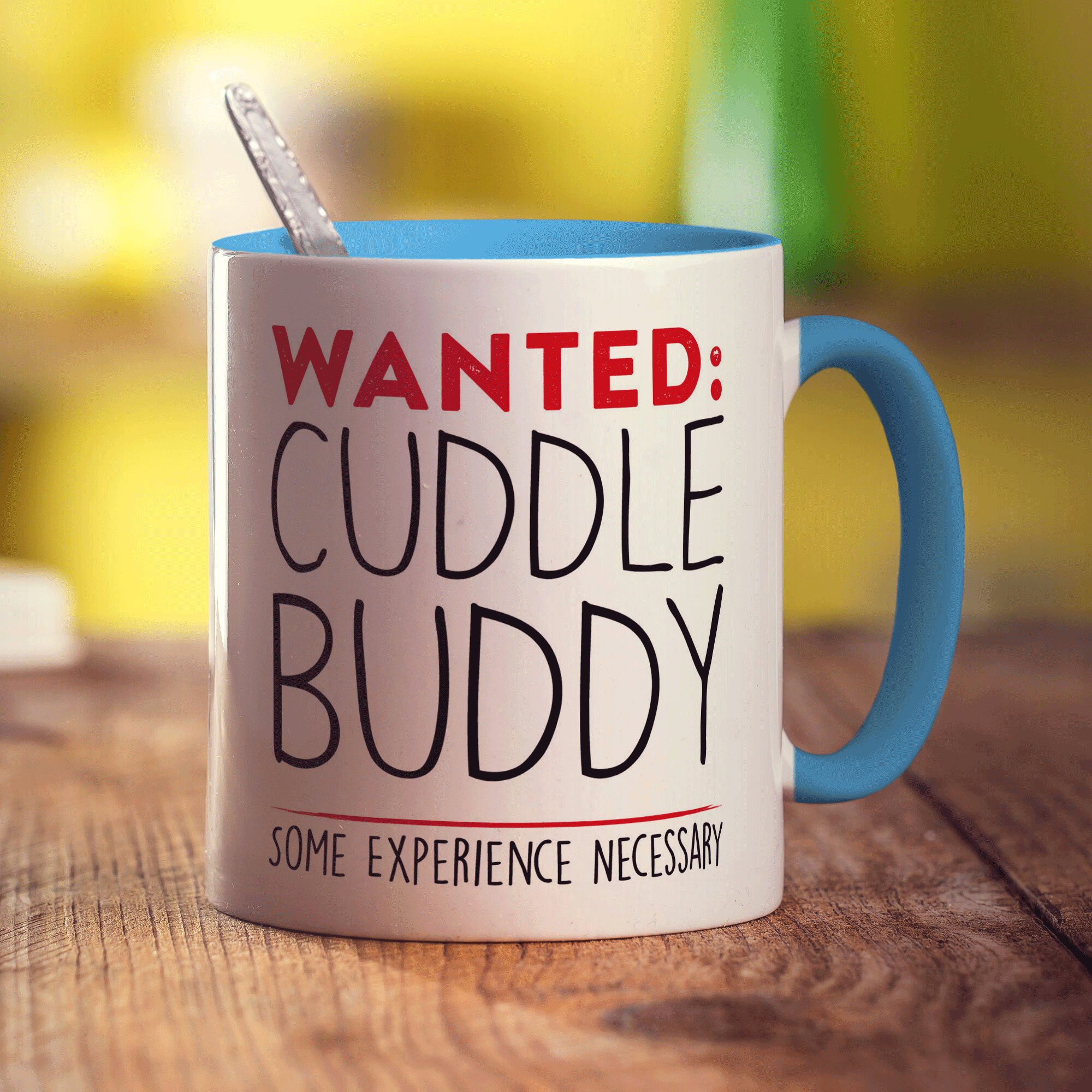 Wanted: Cuddle Buddy Some Experience Necessary Mug - Standard 330ml (11oz) / Blue