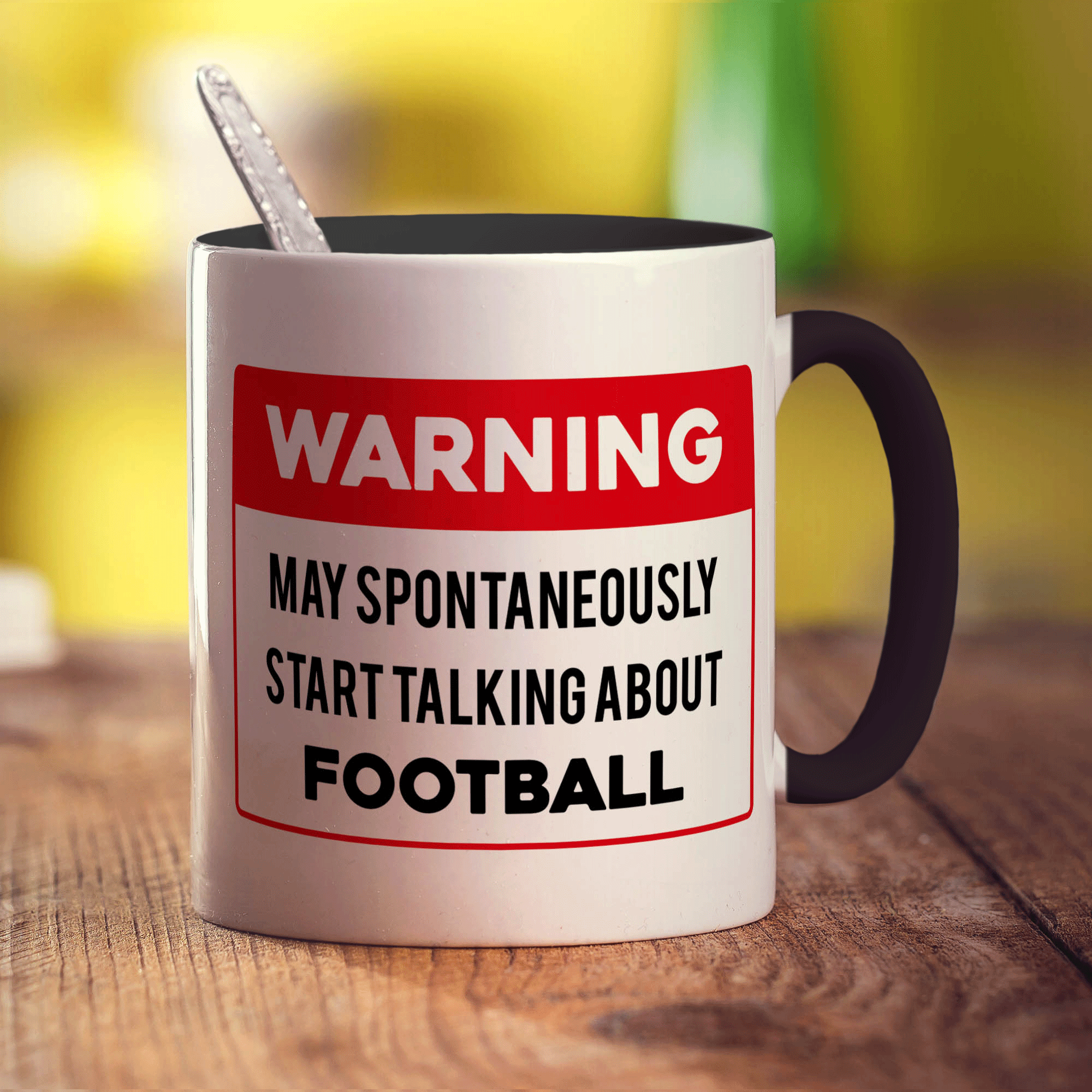 Warning May Spontaneously Start Talking About Football Mug