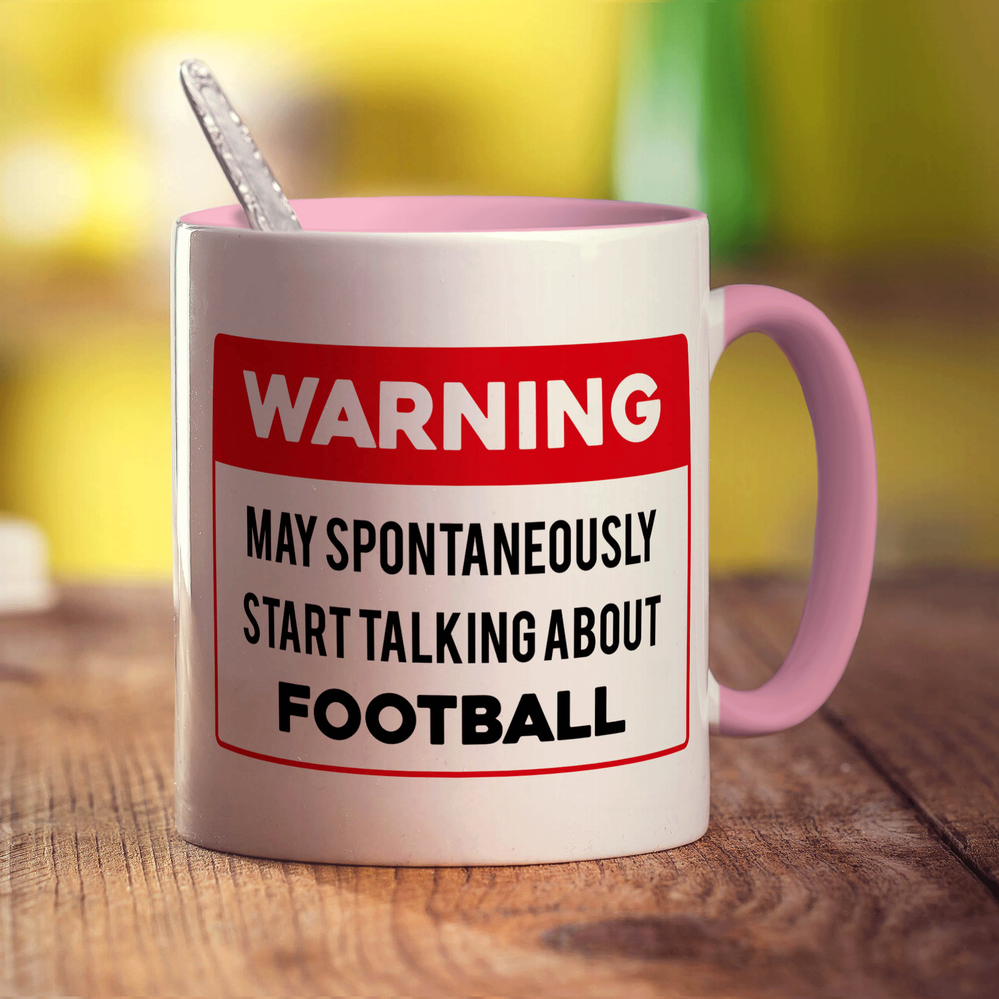 Warning May Spontaneously Start Talking About Football Mug