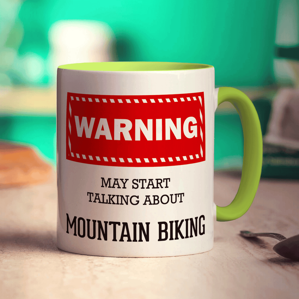 Warning! May Start Talking About Mountain Biking Mug - Standard 330ml (11oz) / Green