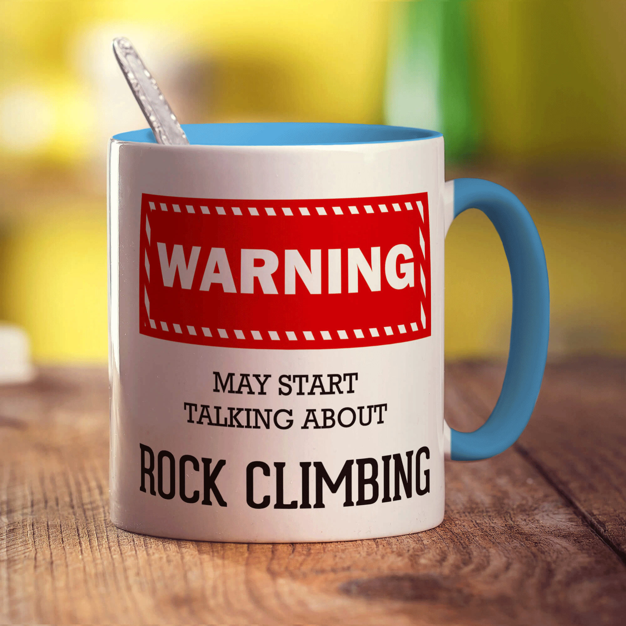 Warning! May Start Talking About Rock Climbing Mug